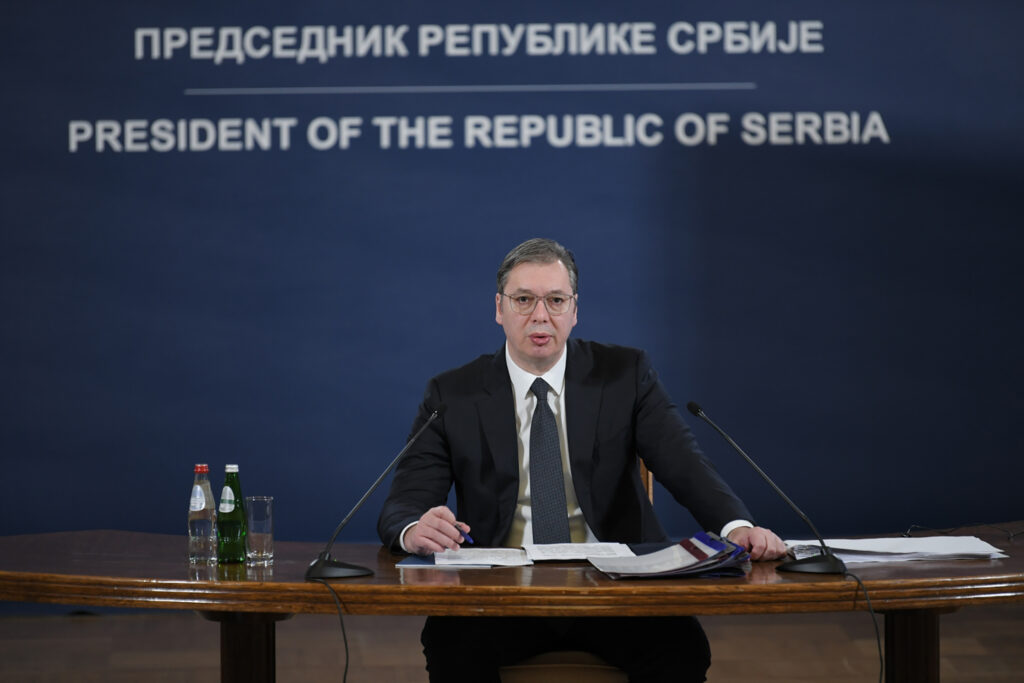 Beograd 16.03.2023. Obracanje javnosti predsednika Republike Srbije Aleksandra Vucica