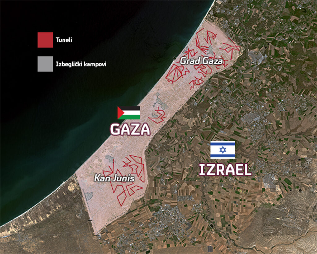 Mapa, Gaza, Hamas ,Tuneli