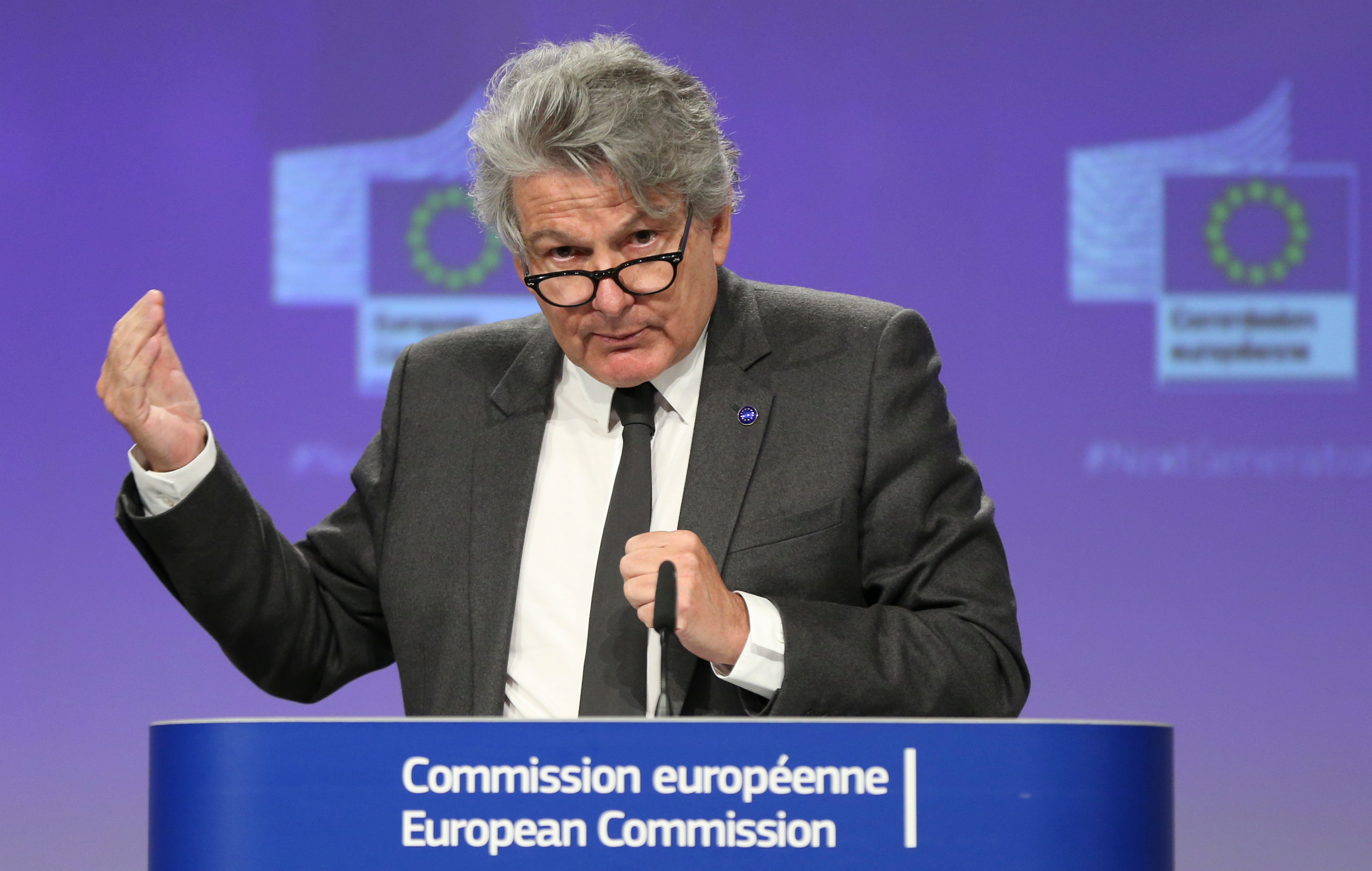 Press,Conference,By,Commissioners,Paolo,Gentiloni,And,Thierry,Breton,,On