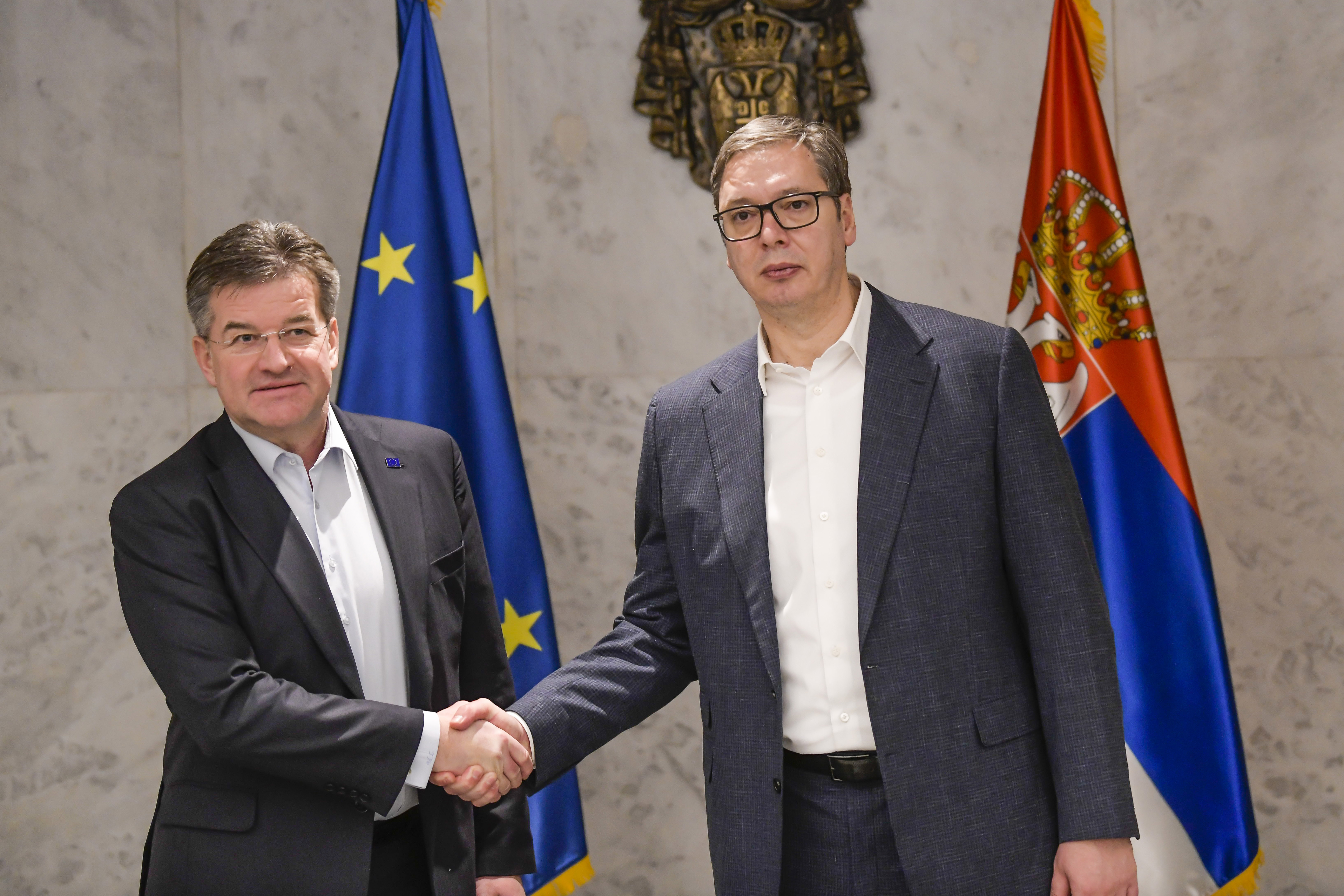 Beograd 06.02.2023. Miroslav Lajčak i Aleksandar Vučić Foto: Goran Srdanov/Nova.rs