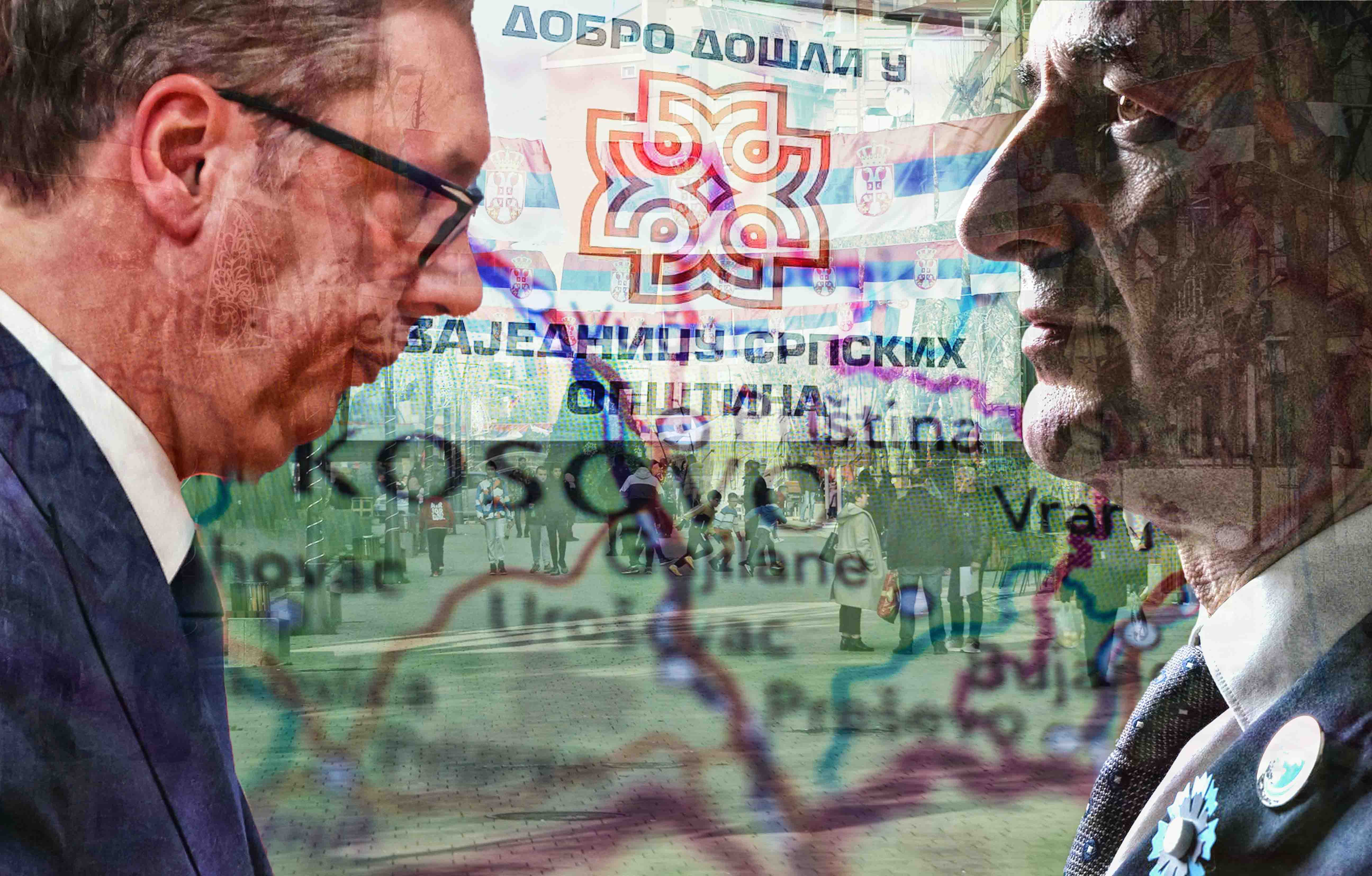 Pristina, the capital city of Kosovo on a geographical map kurti i vučić i nešto zajednica srpskih opština