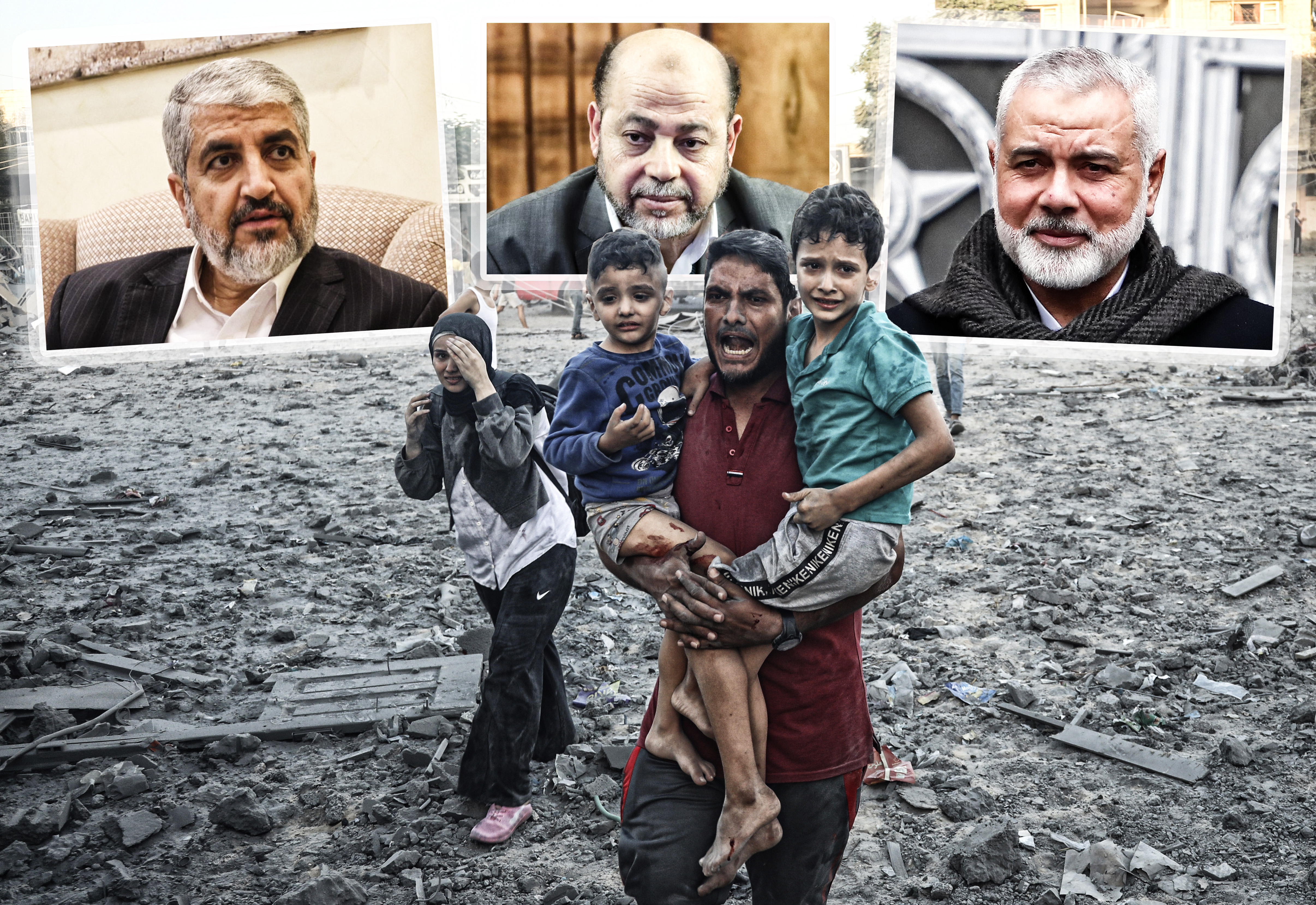 Palestinian walk away after Israeli airstrike in Rafah, Gaza Strip, Tuesday, Nov. 7, 2023. (AP Photo/Eyad Baba)