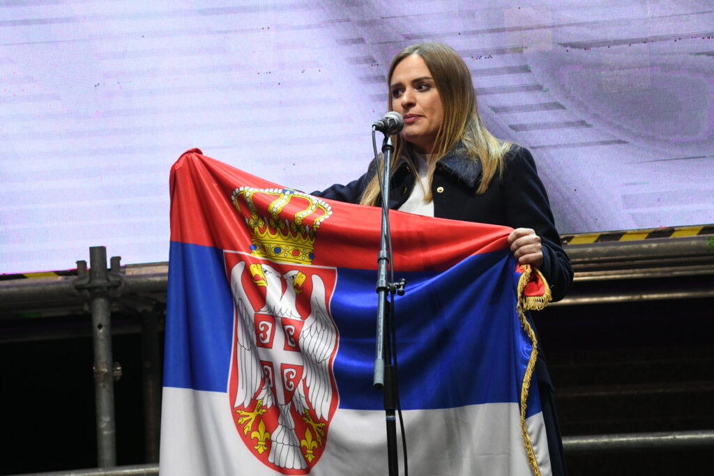 Beograd, 17.03.2023. Kod spomenika cara Nikolaja, preko puta predeseništva, protest desničara, desničari, Predstavnici Dveri, Zavetnika i koalicije NADA protest protiv prihvatanja evropskog plana za Kosovo Foto: Vesna Lalić/Nova.rs