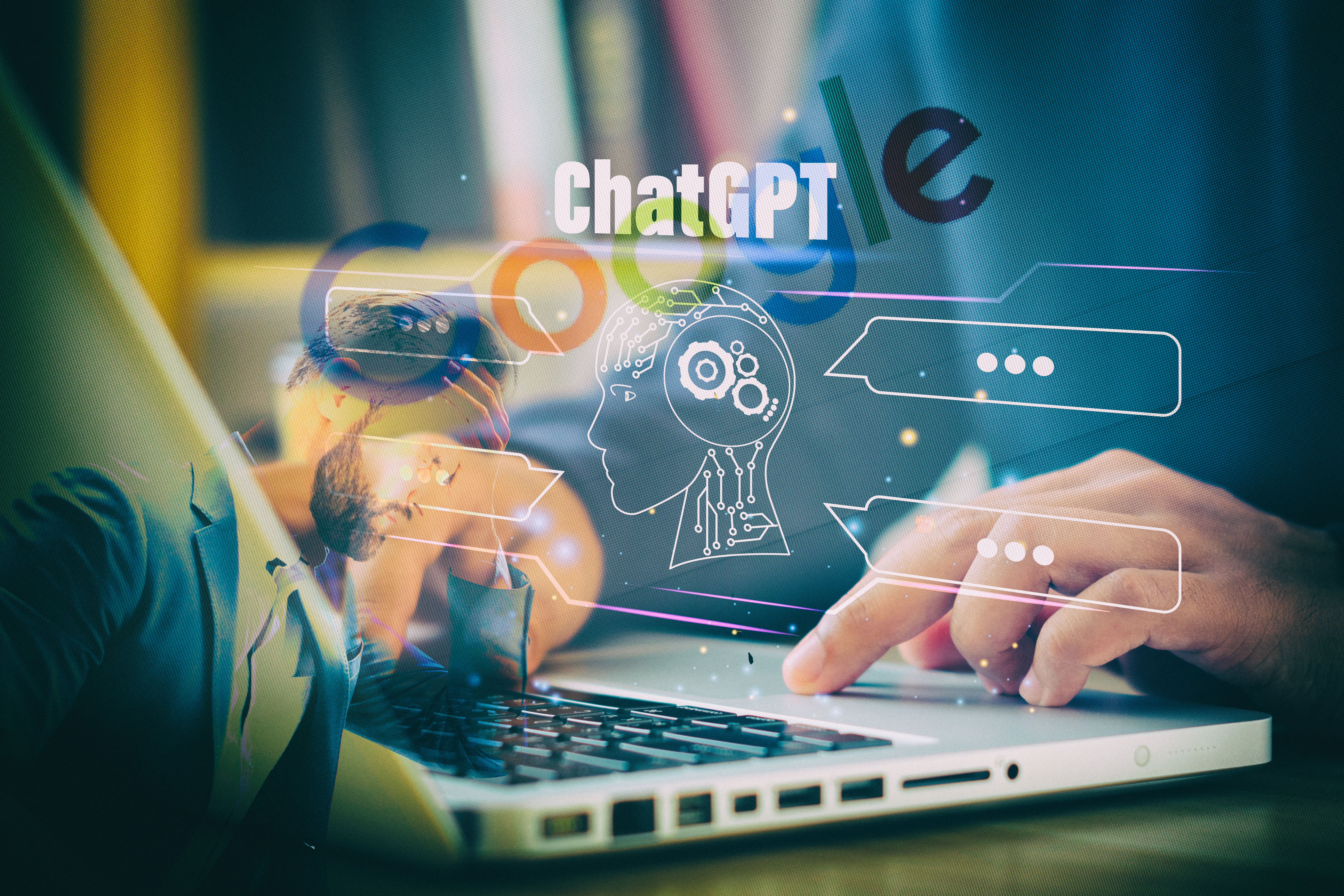 Chatgpt,Chat,With,Ai,Or,Artificial,Intelligence.,Young,Businessman,Chatting