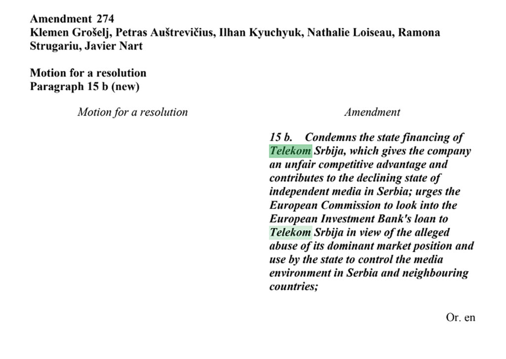 telekom izveštaj evropskog parlamenta