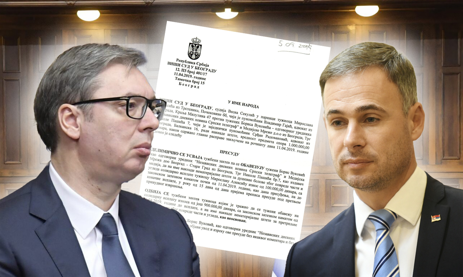 kombo: Miroslav Aleksić, Vucic i ovaj prvi papir dokument presuda Foto:Goran Srdanov/Nova.rs