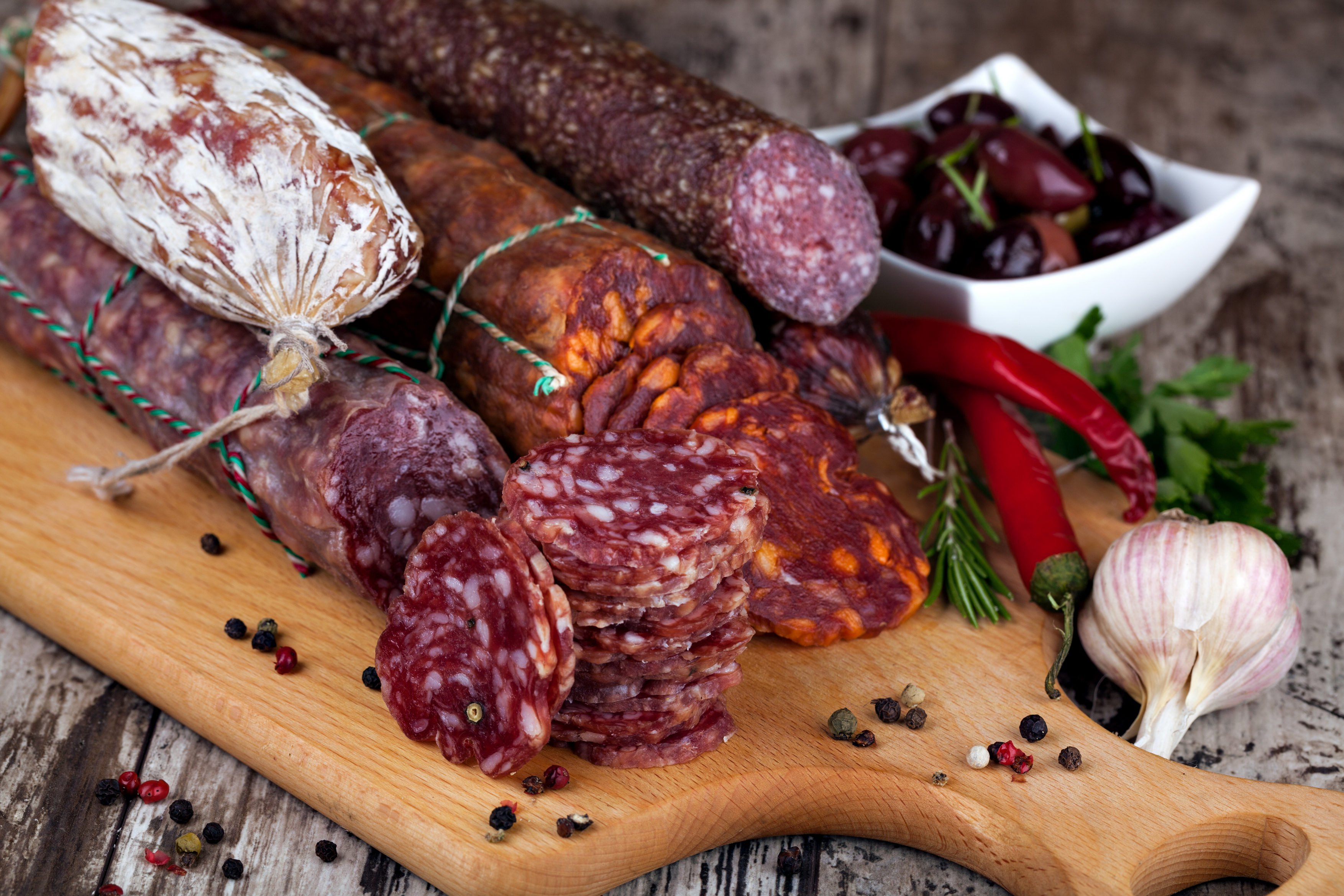 sausage on a wooden table,Image: 778358176, License: Royalty-free, Restrictions: , Model Release: no, Credit line: Serghei Platonov / imageBROKER / Profimedia