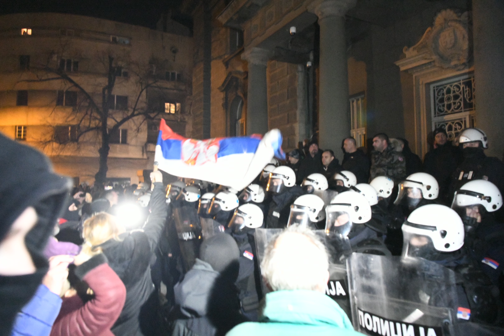 Beograd 15.02.2023. Protest, skup desničara ispred zgrade Predsedništva. Desničari, Narodna patrola Foto: Vesna Lalić/Nova.rs