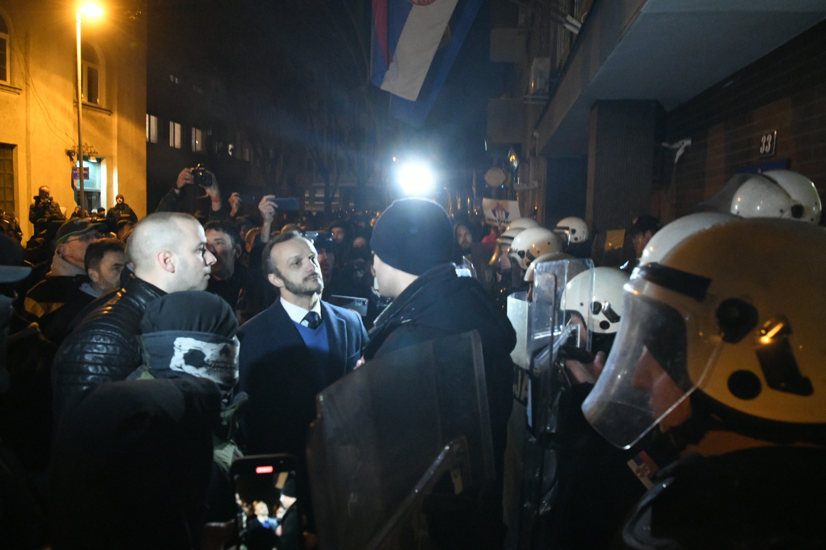 Beograd 15.02.2023. Protest, skup desničara ispred zgrade Predsedništva. Desničari, Narodna patrola Foto: Vesna Lalić/Nova.rs