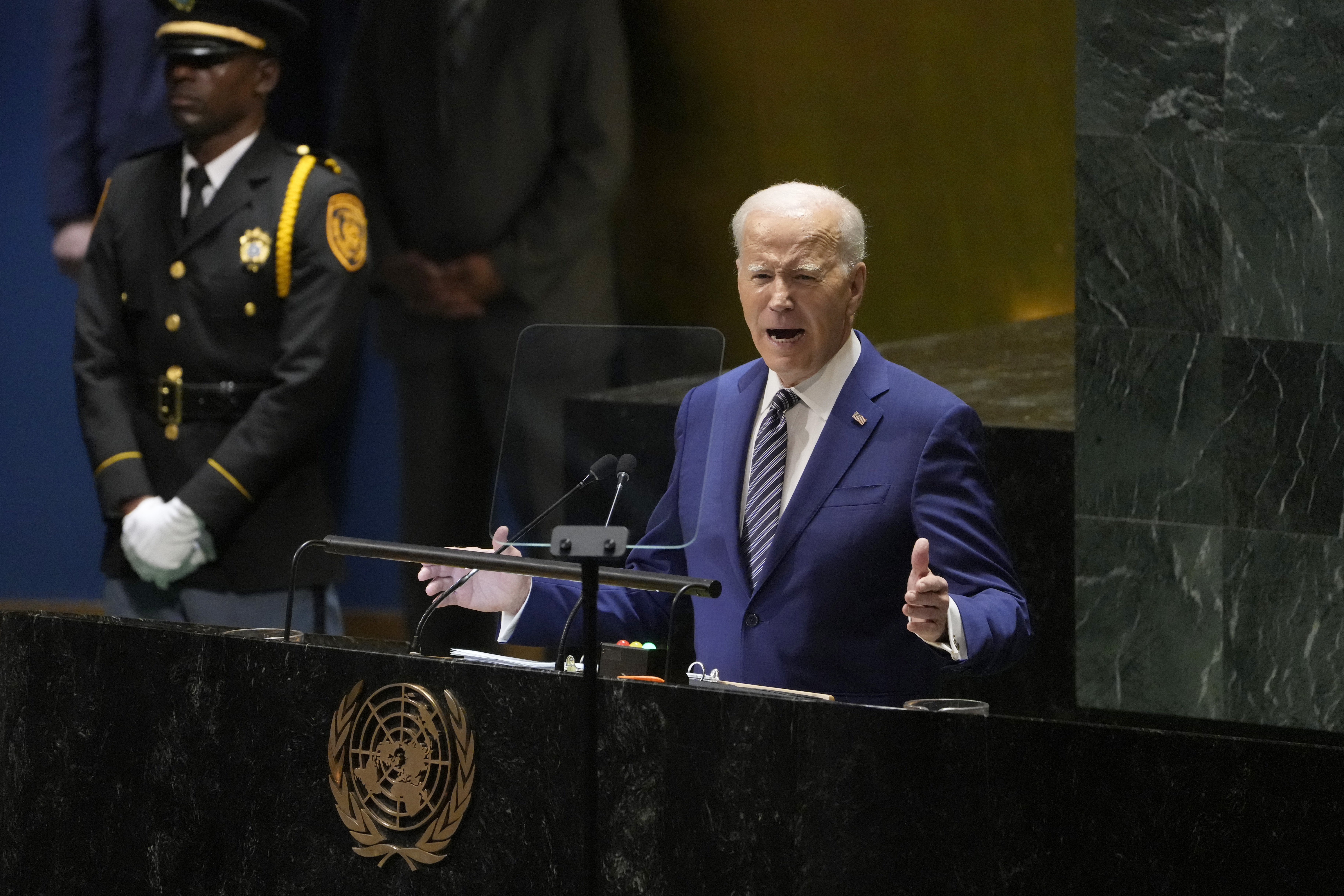President Joe Biden addresses the 78th United Nations General Assembly in New York, Tuesday, Sept. 19, 2023. (AP Photo/Susan Walsh)