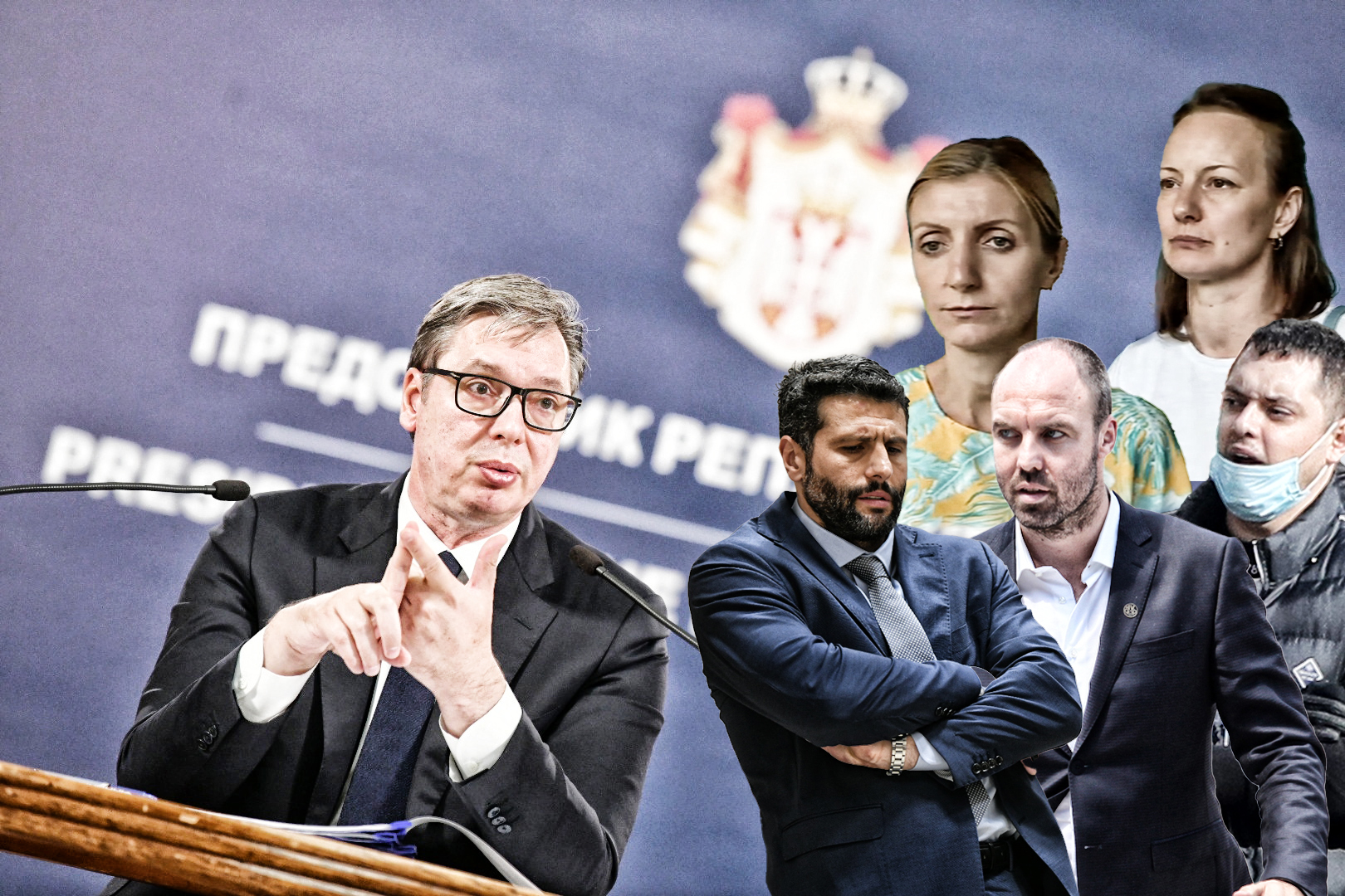 Beograd 18.07.2022. Aleksandar Vučić, obraćanje, konferencija za novinare, kzn, kzš, na temu Jasenovca Foto: Vesna Lalić/Nova.rs Vucic Šapić Zene iz Pećinaca Slobodan Milenković Mali Senta i Veljko Belivuk Velja Nevolja