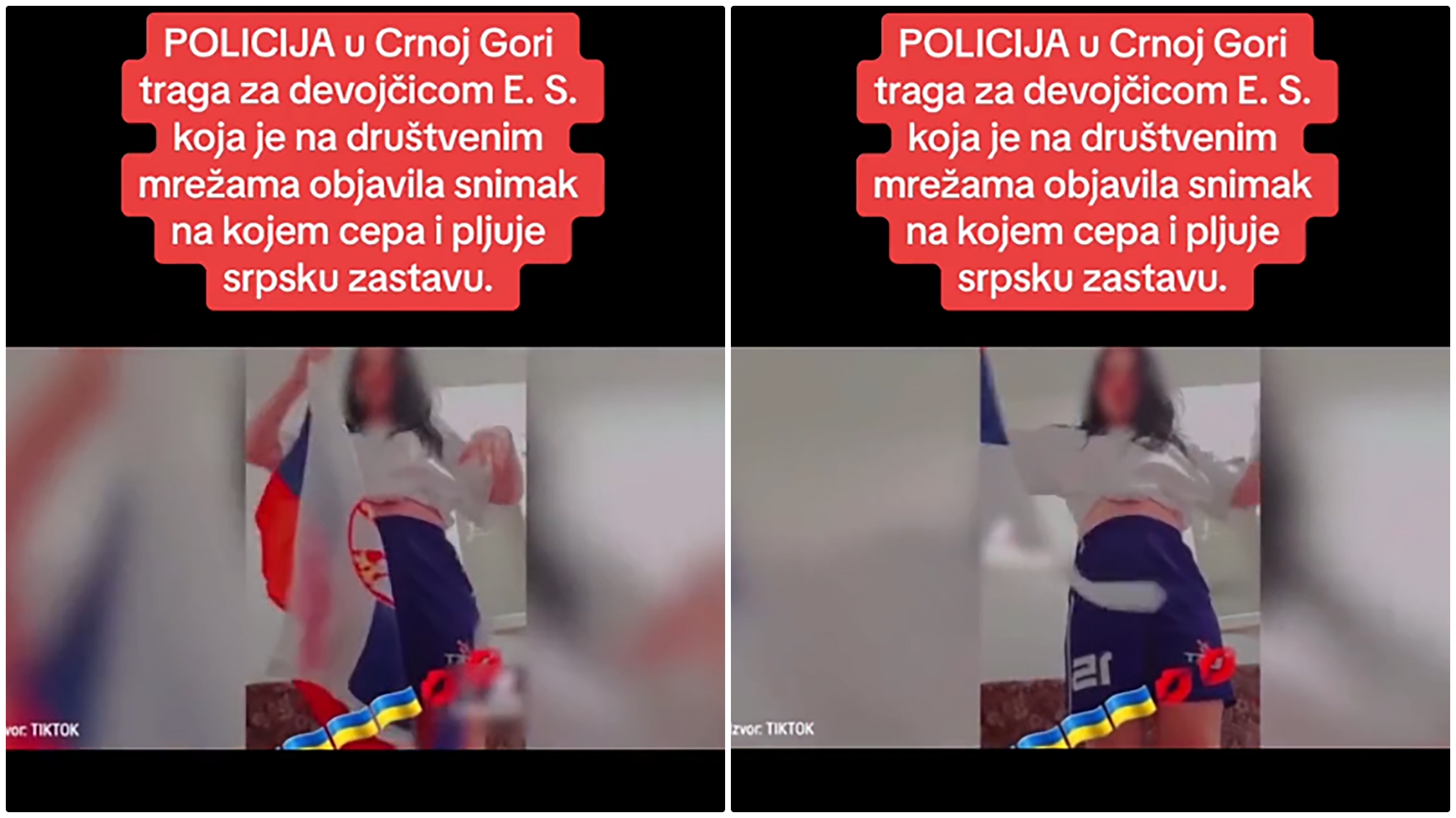 policija u cg traga za devojcicom e.s koja cepa srpsku zastavu