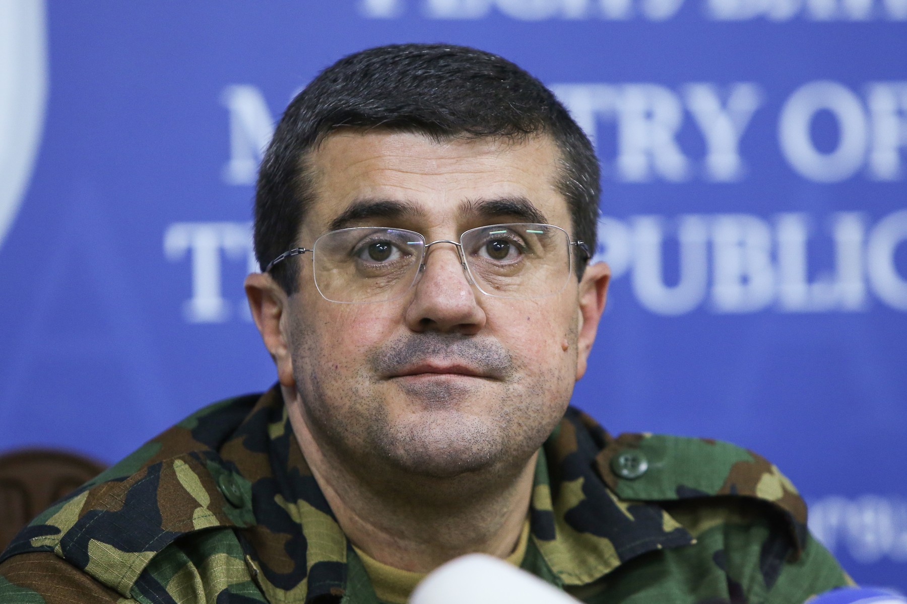 Predsednik nepriznate republike Nagorno-Karabah Araik Arutjunjan, President of Artsakh Harutyunyan gives press conference