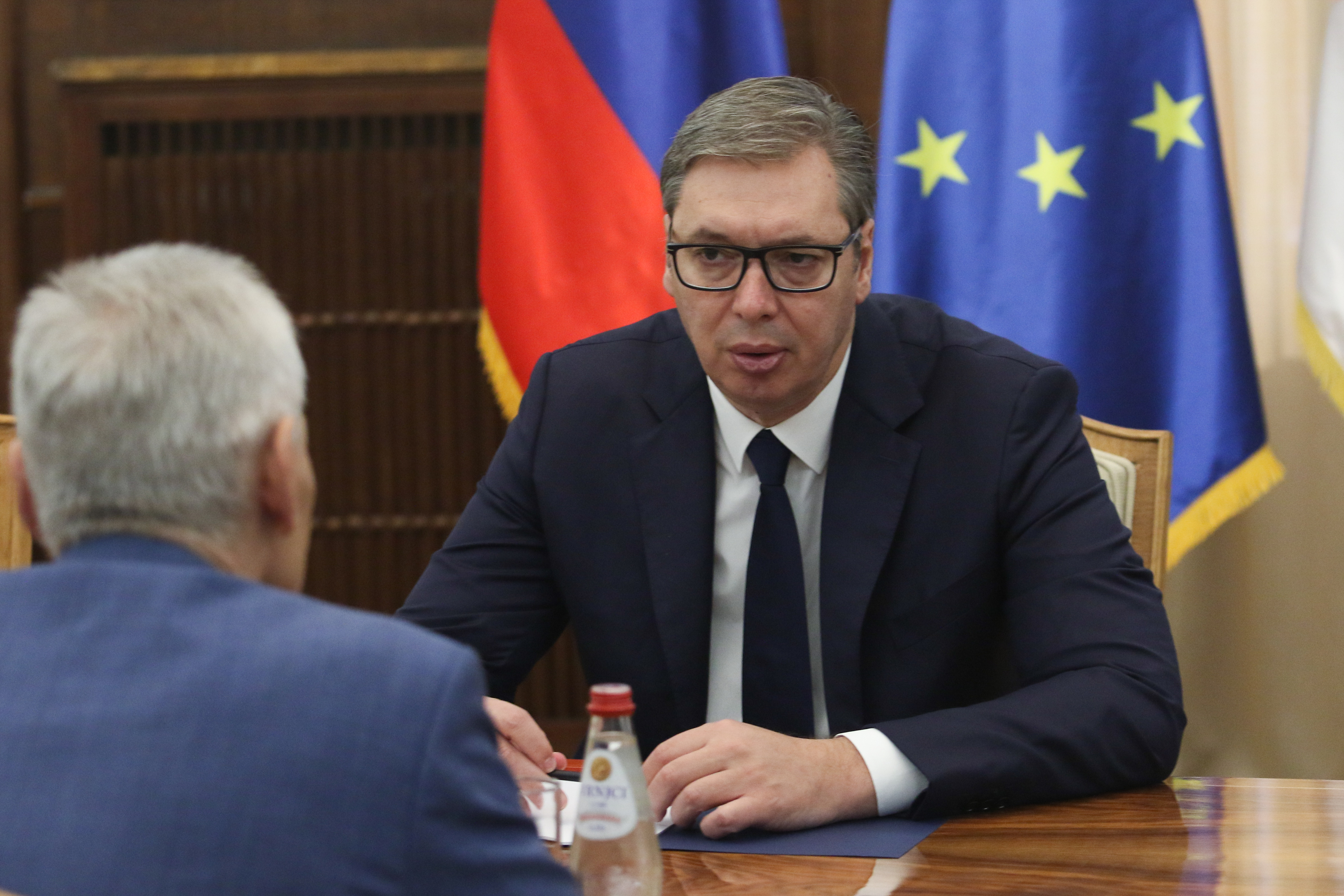 The President of the Republic of Serbia, Aleksandar Vucic, met with the Ambassador of the Russian Federation, Alexander Botsan-Kharchenko, in the building of the General Secretariat of the President of the Republic.