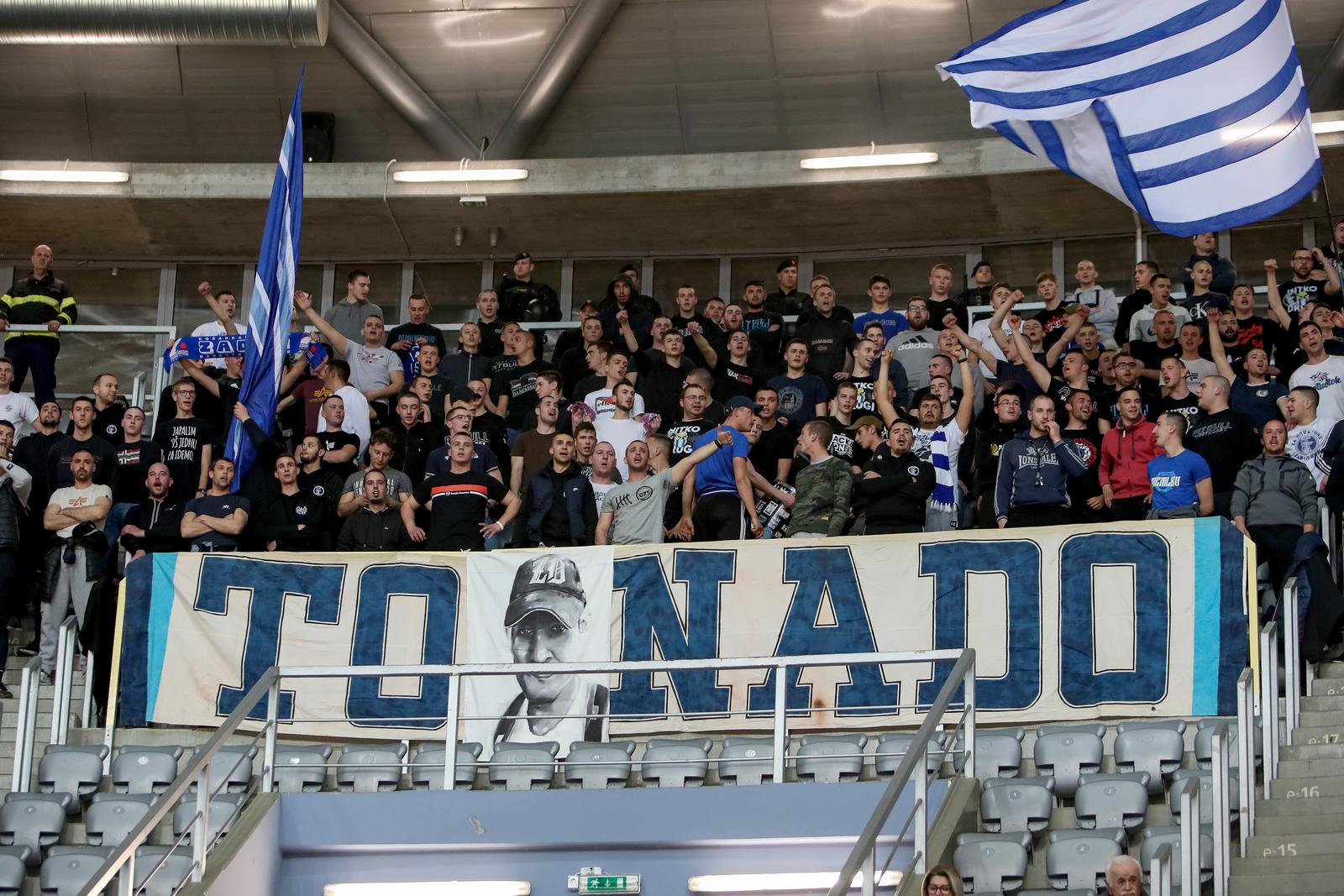 09.03.2023., Zadar - Utakmica 22. kola HT Premijer lige izmedju Zadra i Sibenika. Zadarski navijaci Tornado Photo: Sime Zelic/PIXSELL