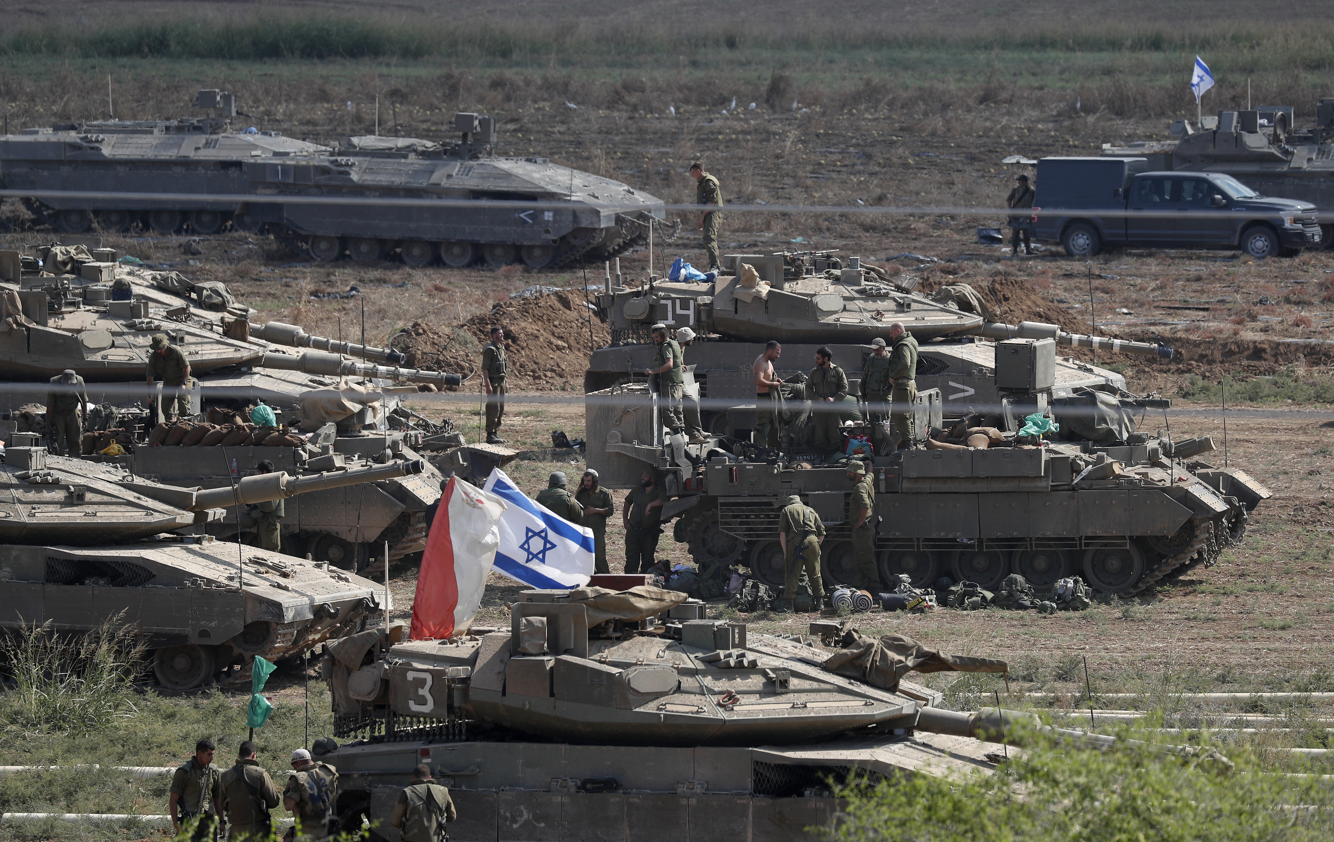 Israeli troops muster near border with Gaza Strip