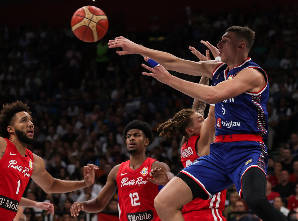 during the friendly match between Serbia and Puerto Rico  at Stark Arena on August 16, 2023 in Beograd, Serbia. (Photo by Srdjan Stevanovic/Starsport.rs ©)