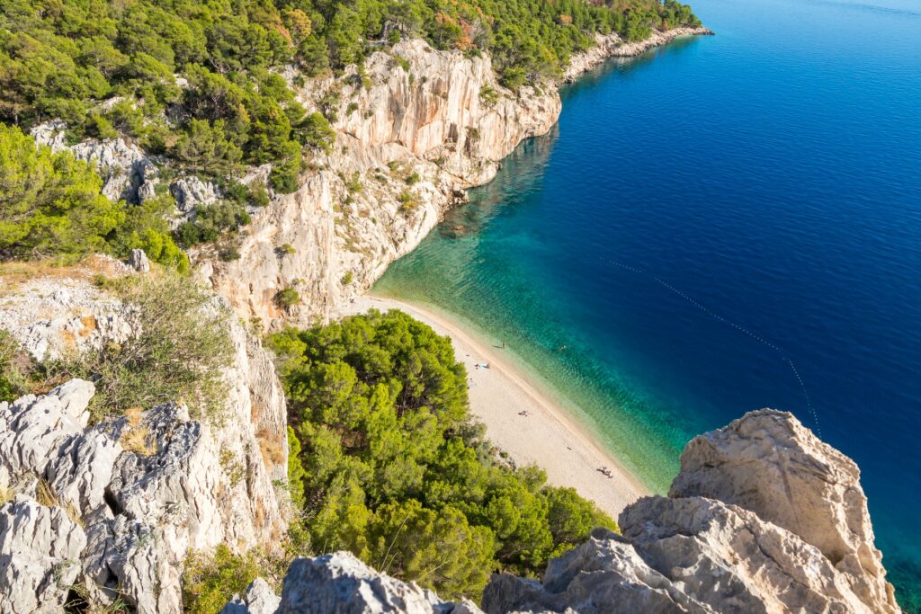 Elevated view over Nugal Beach near Makarska, Croatia, Europe,Image: 371164556, License: Rights-managed, Restrictions: , Model Release: no, Credit line: Oliver Wintzen / robertharding / Profimedia