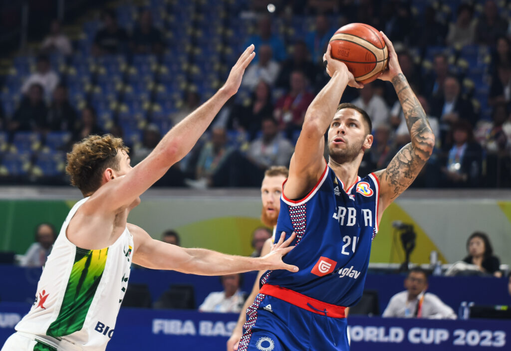 during the FIBA World Cup 2023 Quarter-Finals match between Srbija and Litvanija at Araneta Coliseum on September 05, 2023 in Manila, Philippines. (Photo by Starsport.rs ©)