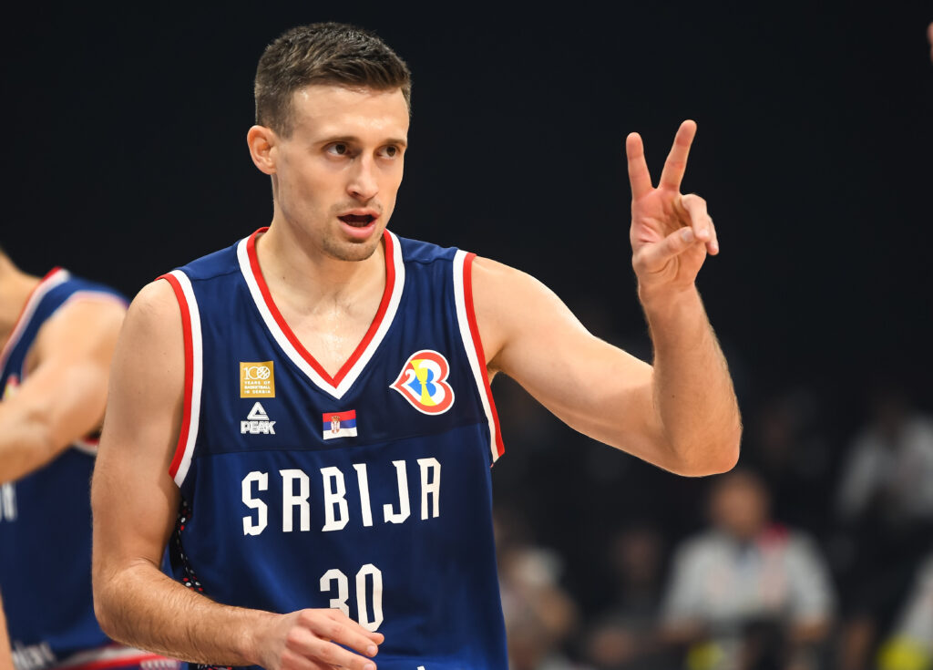 during the FIBA World Cup 2023 Quarter-Finals match between Srbija and Litvanija at Araneta Coliseum on September 05, 2023 in Manila, Philippines. (Photo by Starsport.rs ©)