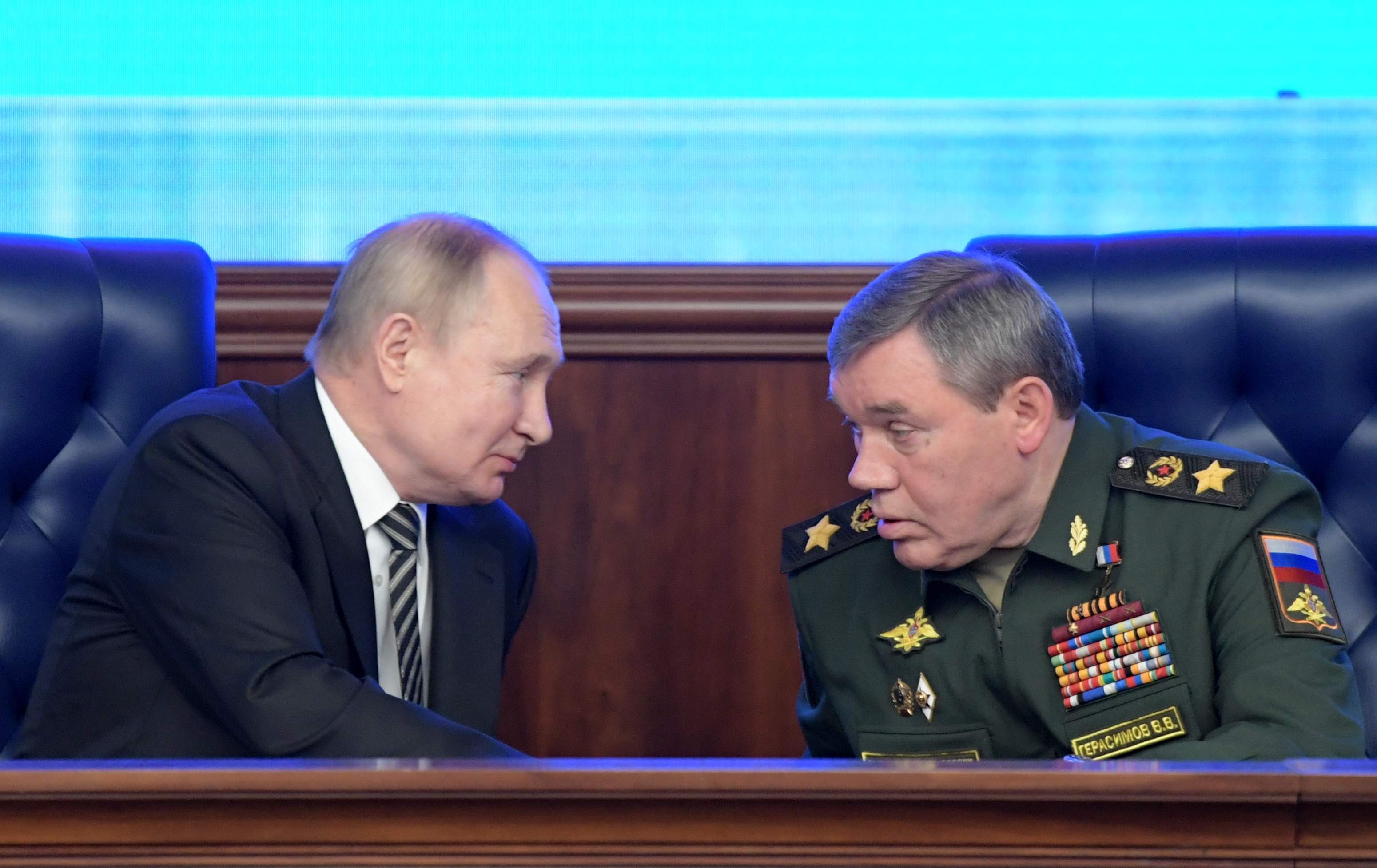 Russian President Putin attends a meeting of the Russian Defence Ministry Board