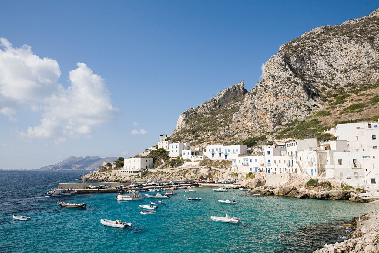 Mountain and sea levanzo sicily italy
