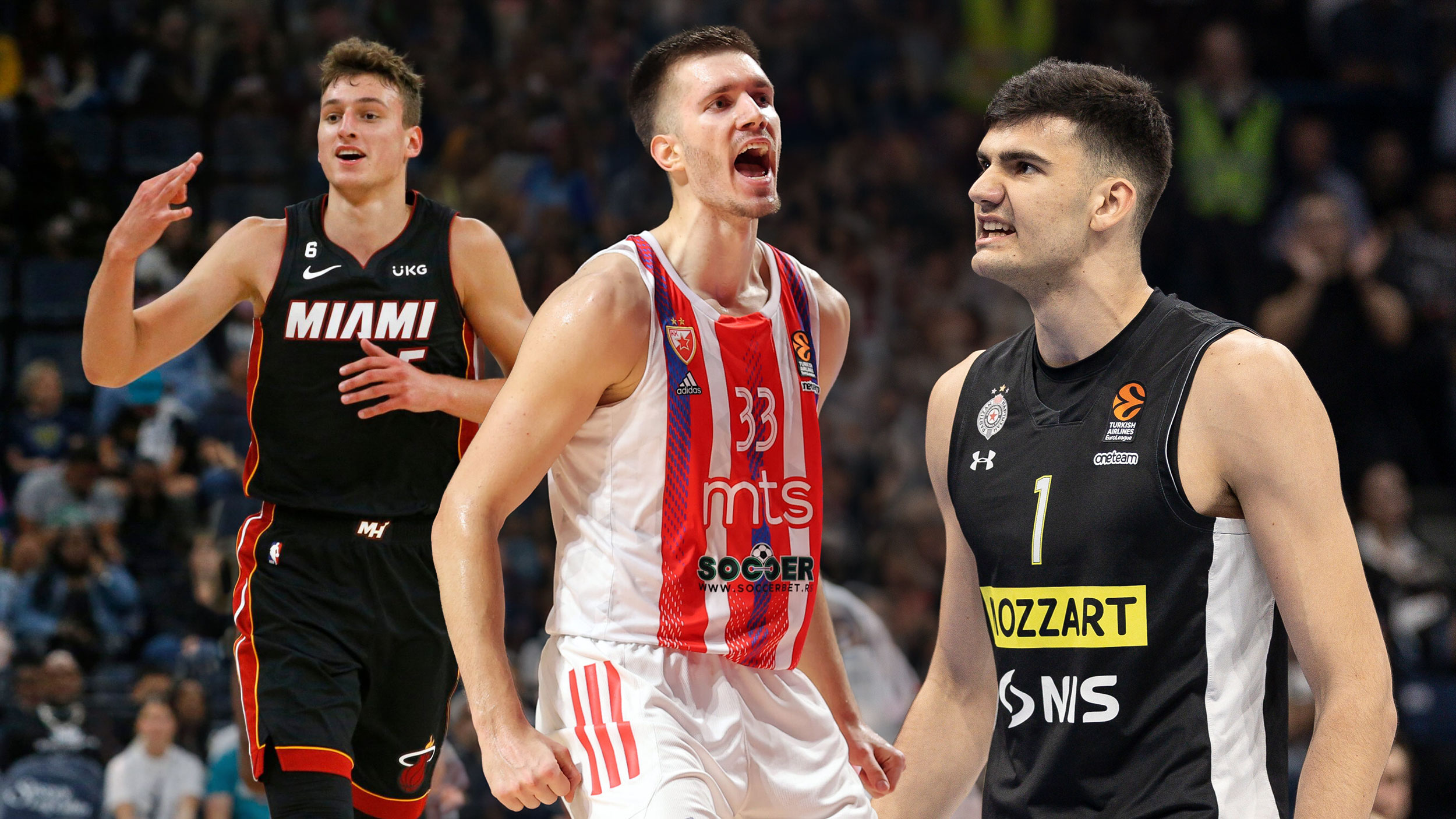 Nikola Jović (Majami), Filip Petrušev (Zvezda) i Tristan Vukčević (Partizan).