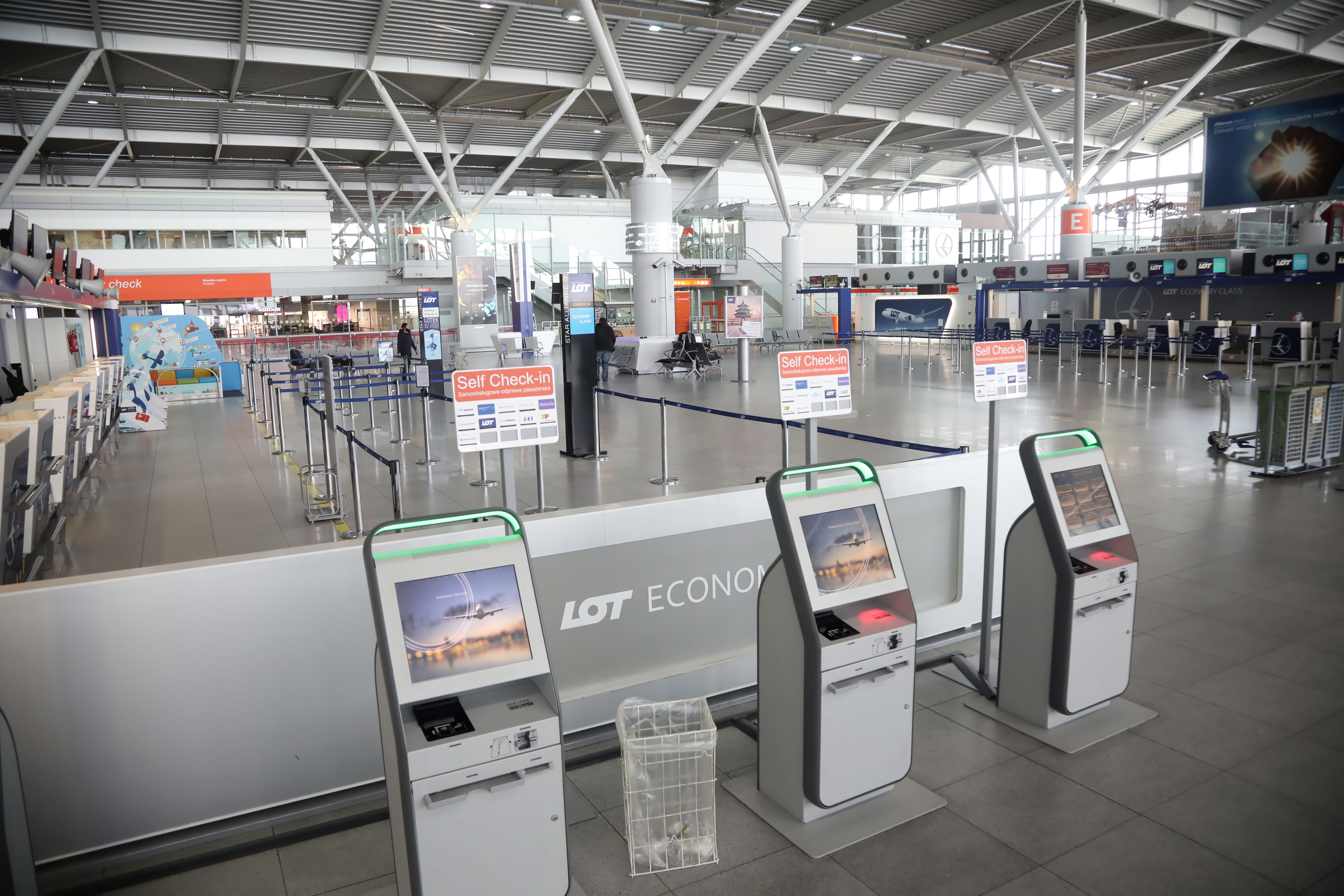 An empty airport in Warsaw