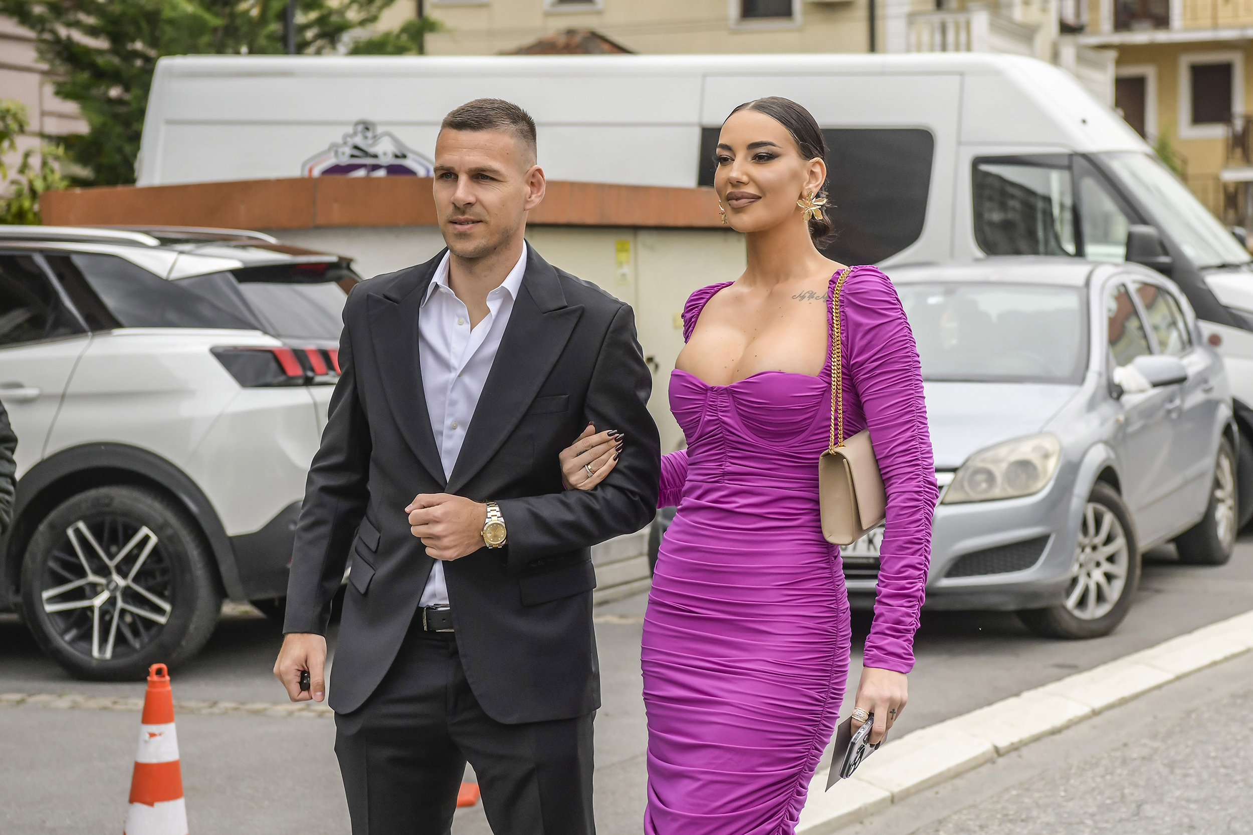 Beograd 15.05.2023. Vencanje, svadba Marka i Minje Trajkovic, sina pevača Djanija u hotelu Majdan. Marko Gobeljic, Katarina Grujic