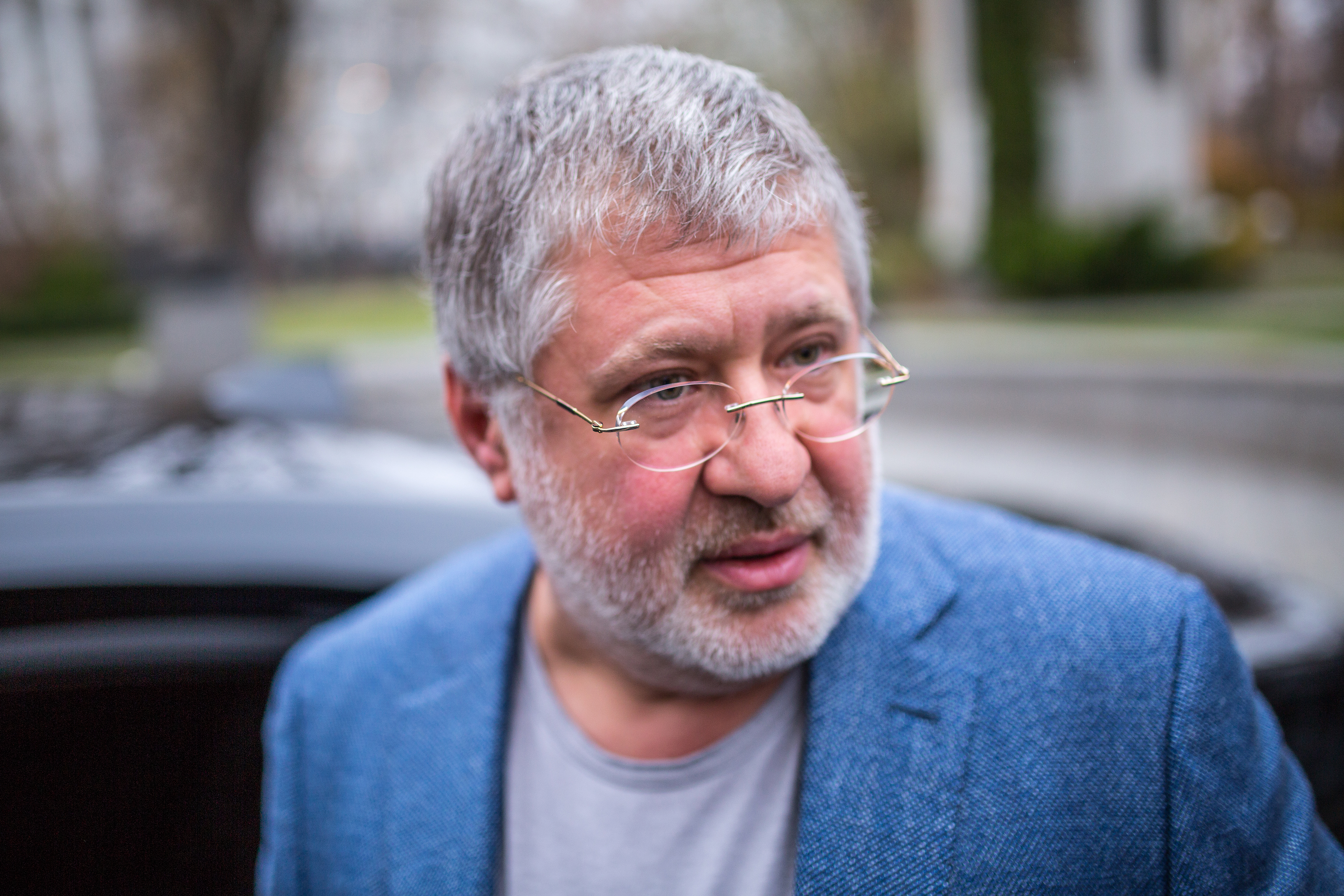 KYIV, UKRAINE - Mar 11, 2014: Ihor Kolomoyskyi - Ukrainian oligarch, owner Ukrainian financial-industrial group Privat, during at blitz-interview near building ukrainian Parliament.