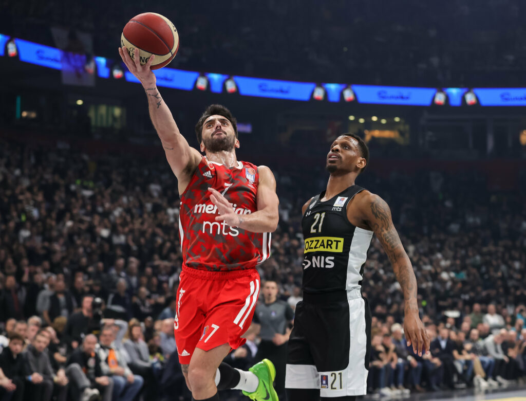 during the Aba League Season 2022-2023 match between Partizan and Crvena Zvezda at Stark Arena on March 13, 2023 in Belgrade, Serbia. (Photo by Srdjan Stevanovic/Starsport.rs ©)