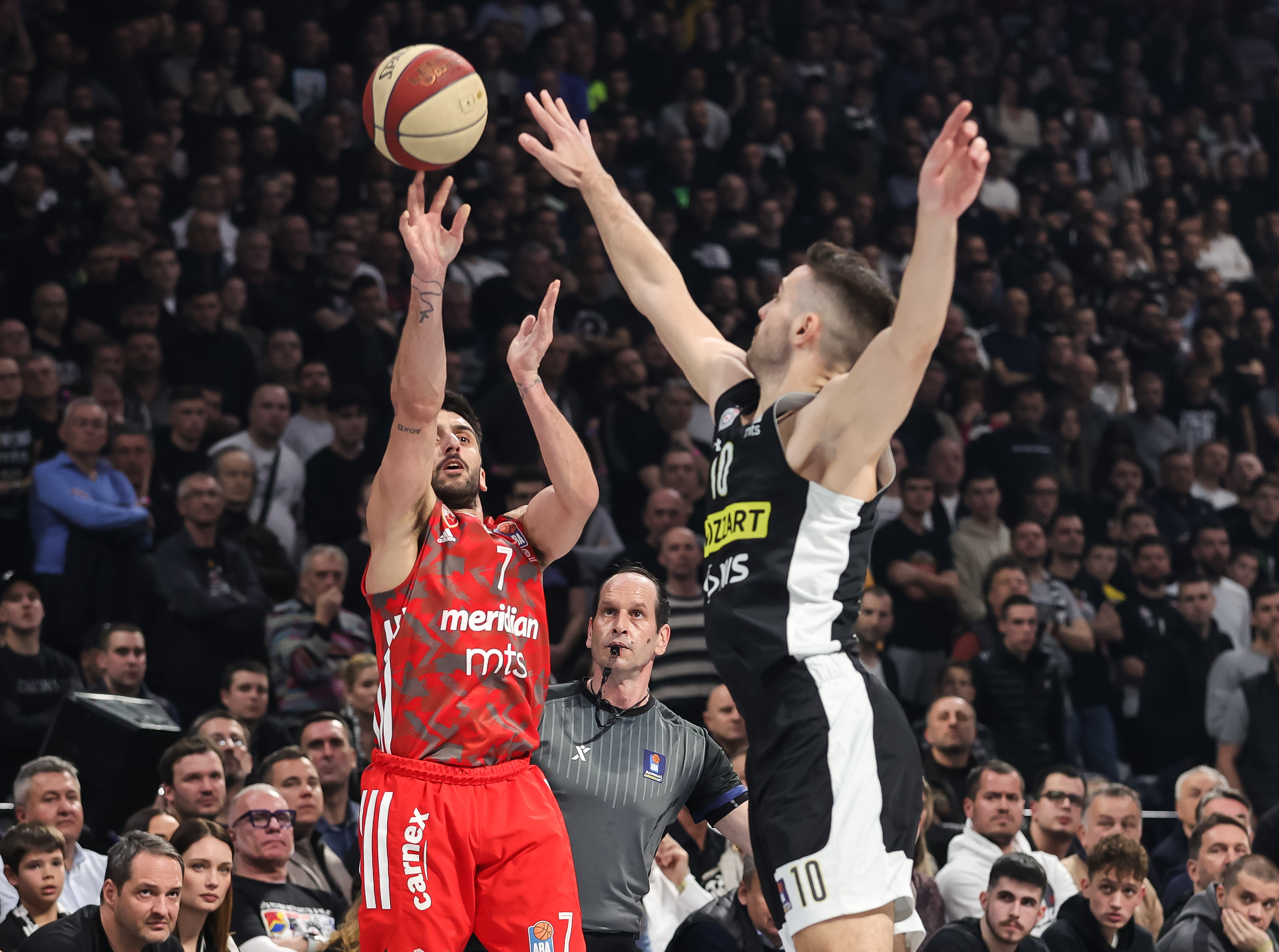 during the Aba League Season 2022-2023 match between Partizan and Crvena Zvezda at Stark Arena on March 13, 2023 in Belgrade, Serbia. (Photo by Srdjan Stevanovic/Starsport.rs ©)