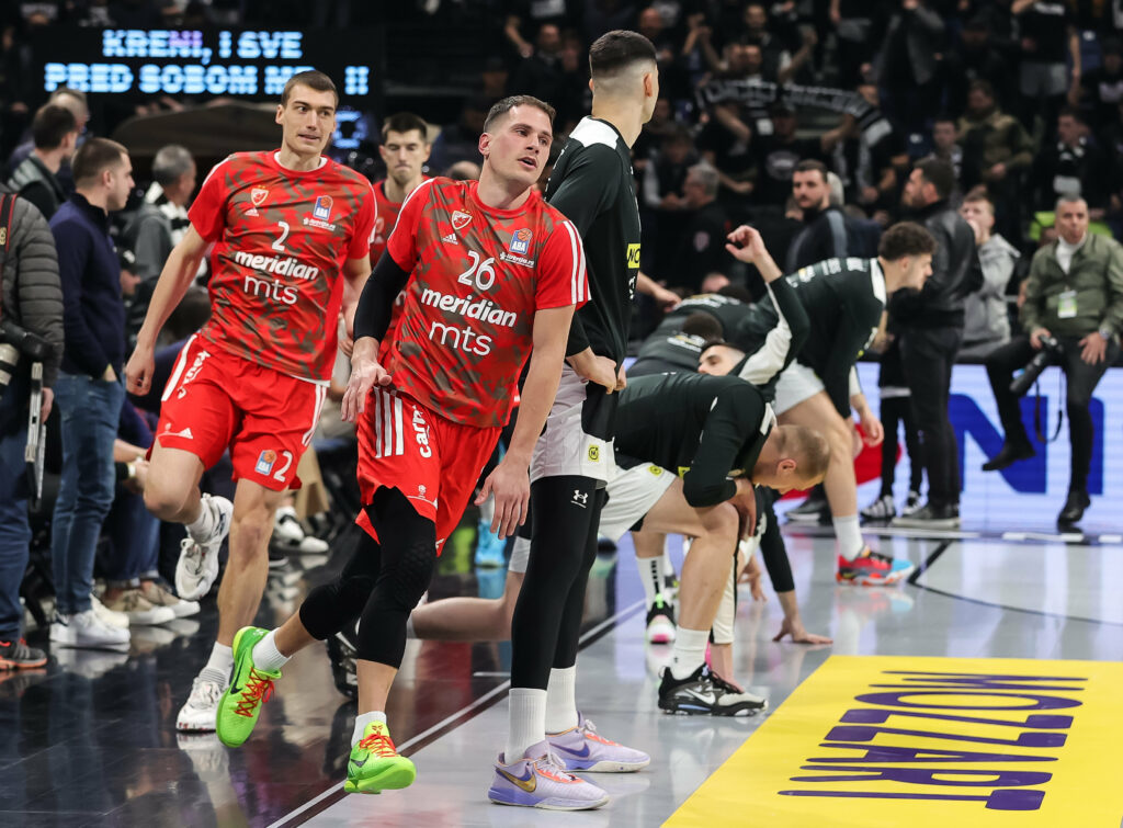 during the Aba League Season 2022-2023 match between Partizan and Crvena Zvezda at Stark Arena on March 13, 2023 in Belgrade, Serbia. (Photo by Srdjan Stevanovic/Starsport.rs ©)