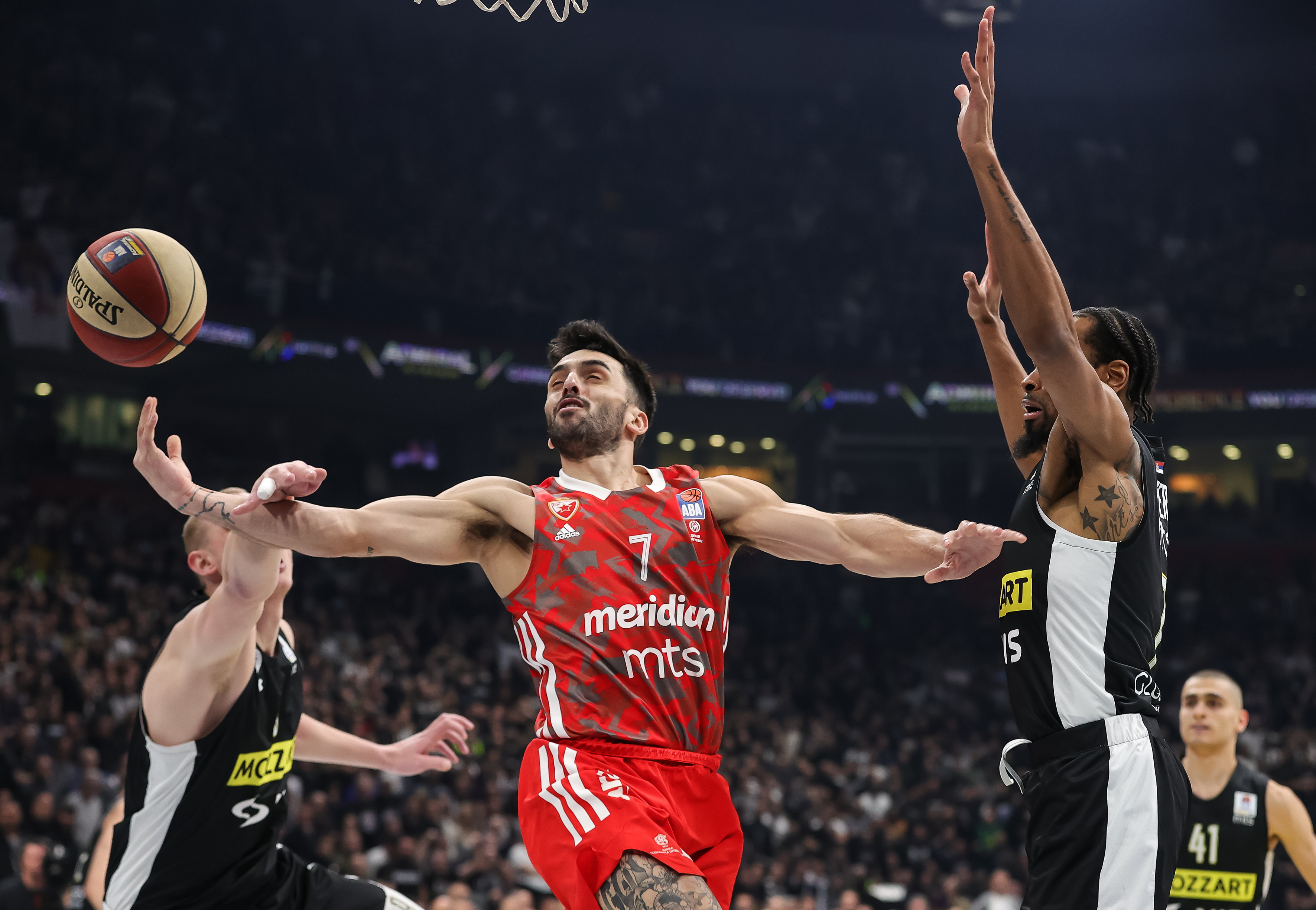 during the Aba League Season 2022-2023 match between Partizan and Crvena Zvezda at Stark Arena on March 13, 2023 in Belgrade, Serbia. (Photo by Srdjan Stevanovic/Starsport.rs ©)