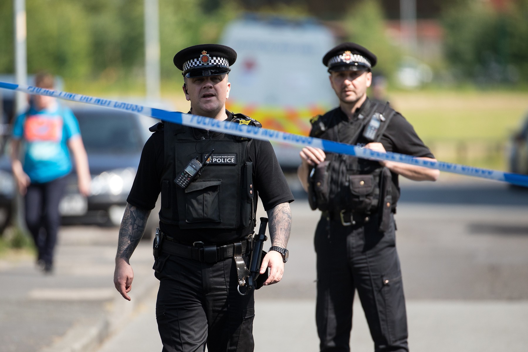 Police cordon at Somerton Court on Broadmoss Drive, Manchester, UK - 26 May 2017