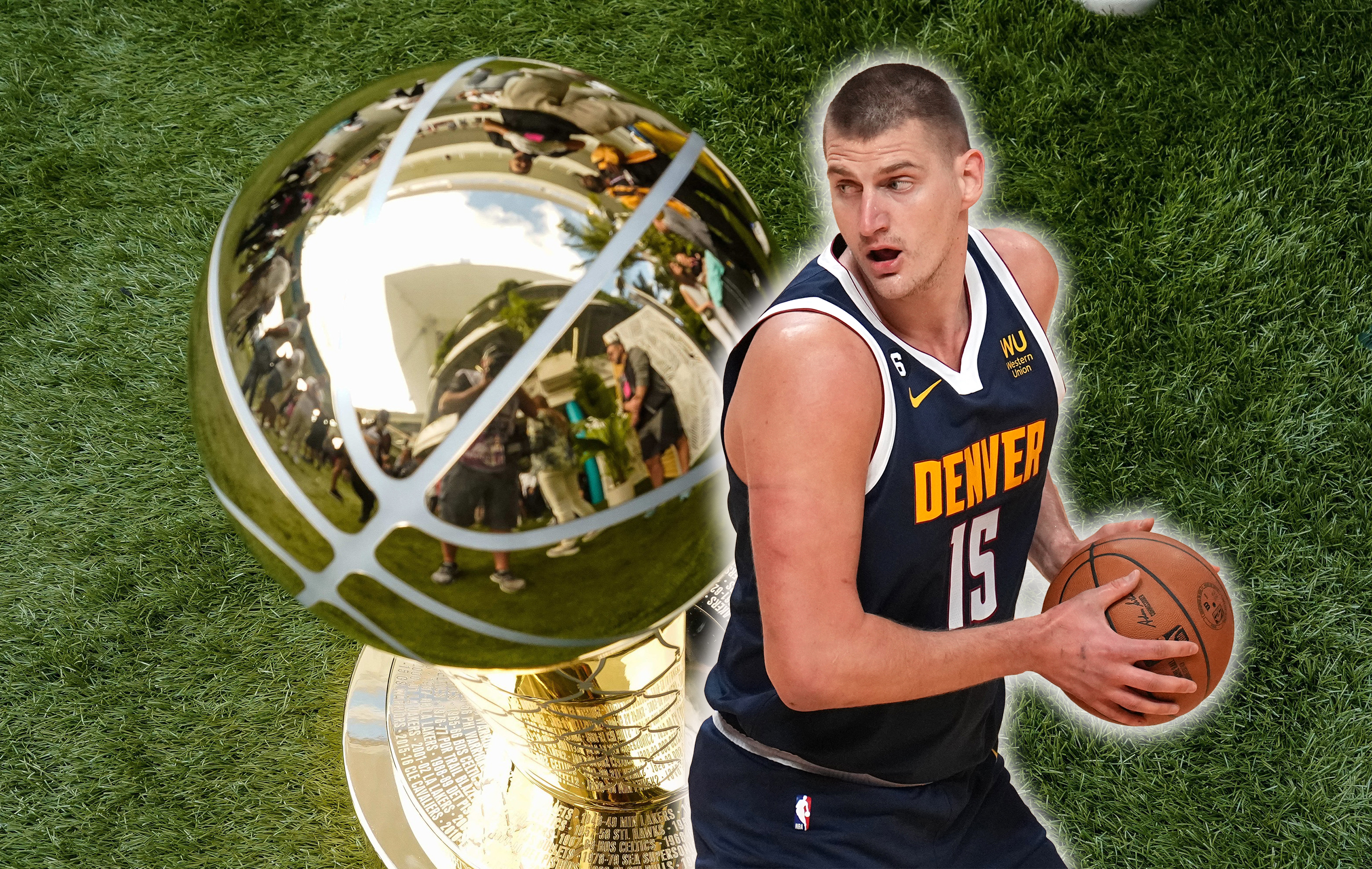 Nikola Jokić sa trofejem šampiona NBA lige