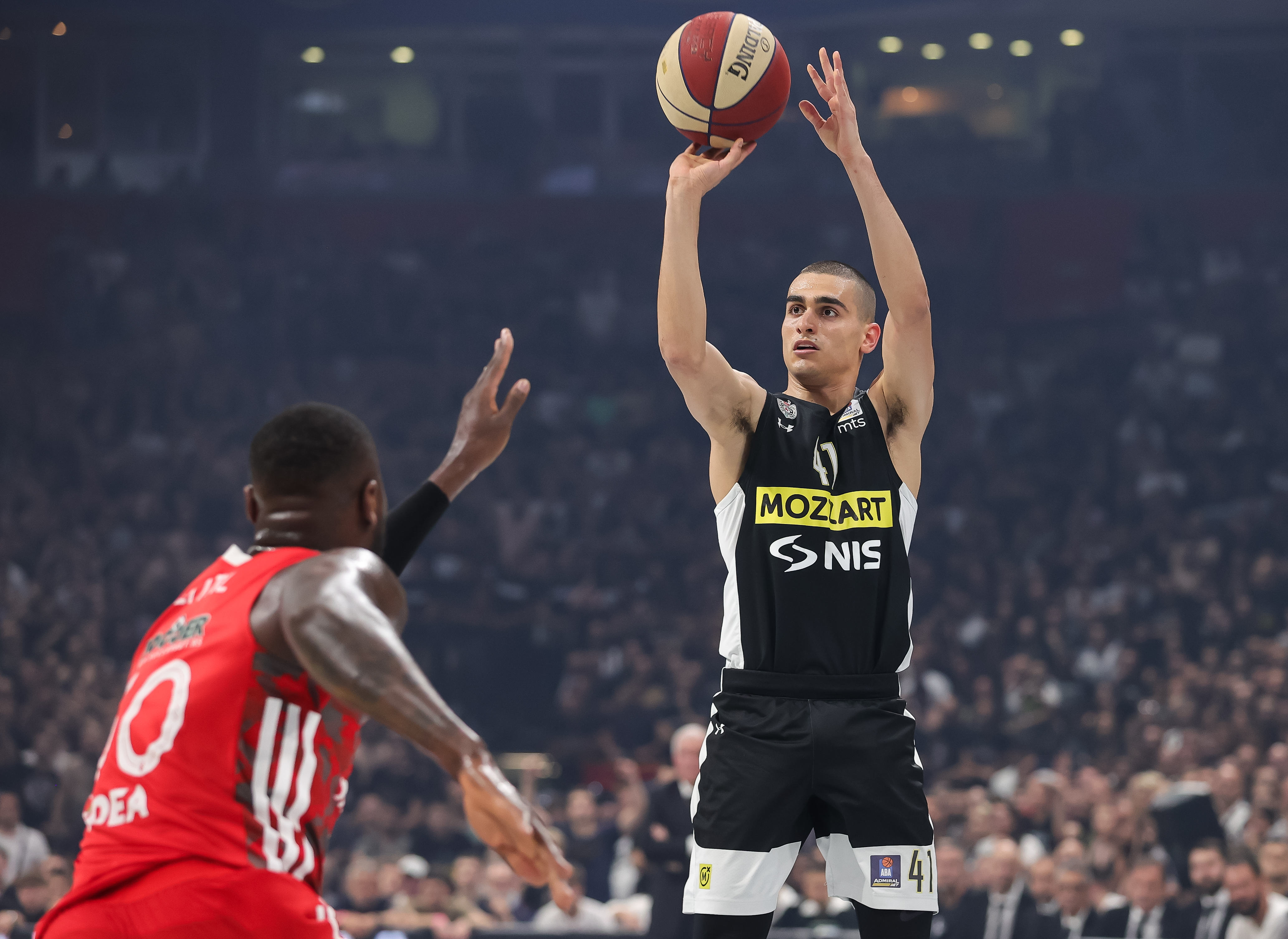 during the Aba League Season 2022-2023 Play Off Final Game 5 between Partizan and Crvena Zvezda at Stark Arena on June 22, 2023 in Belgrade, Serbia. (Photo by Srdjan Stevanovic/Starsport.rs ©)