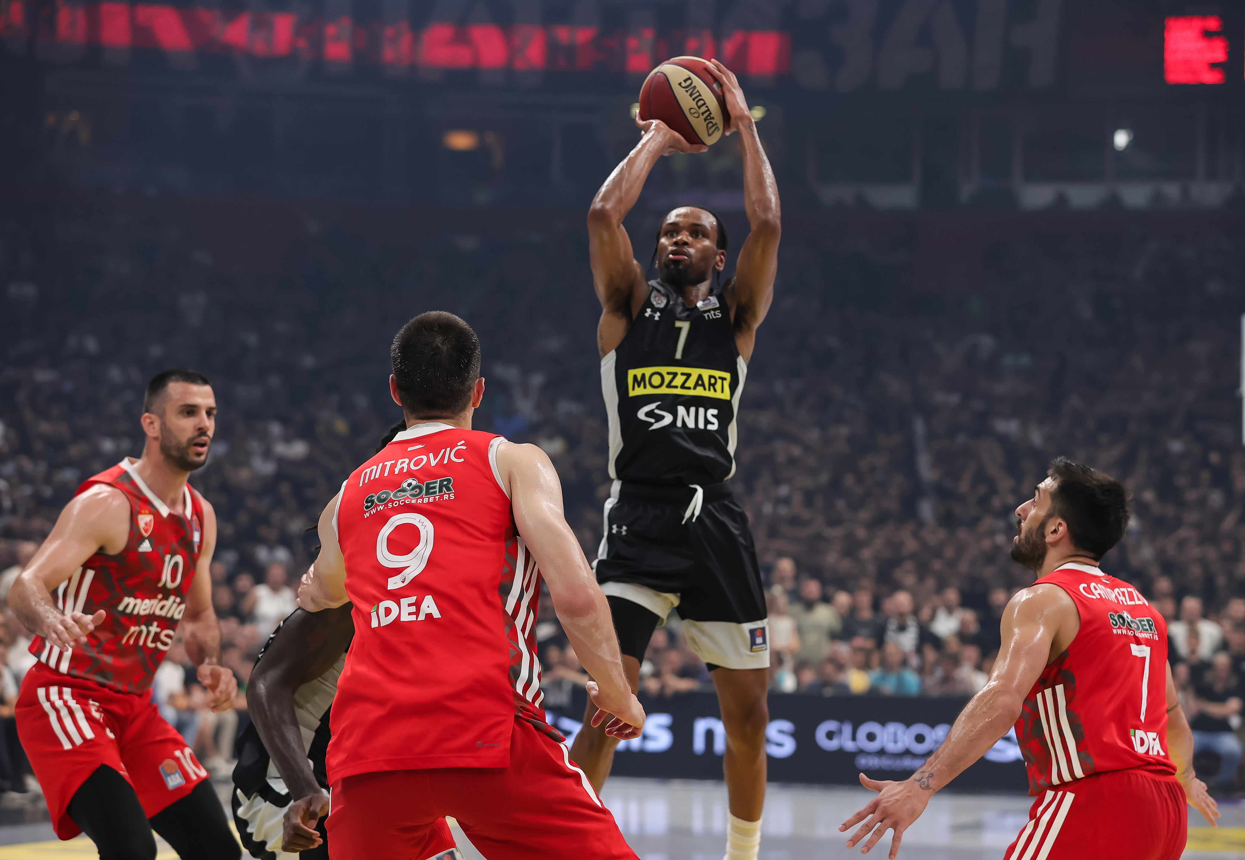 during the Aba League Season 2022-2023 Play Off Final Game 5 between Partizan and Crvena Zvezda at Stark Arena on June 22, 2023 in Belgrade, Serbia. (Photo by Srdjan Stevanovic/Starsport.rs ©)