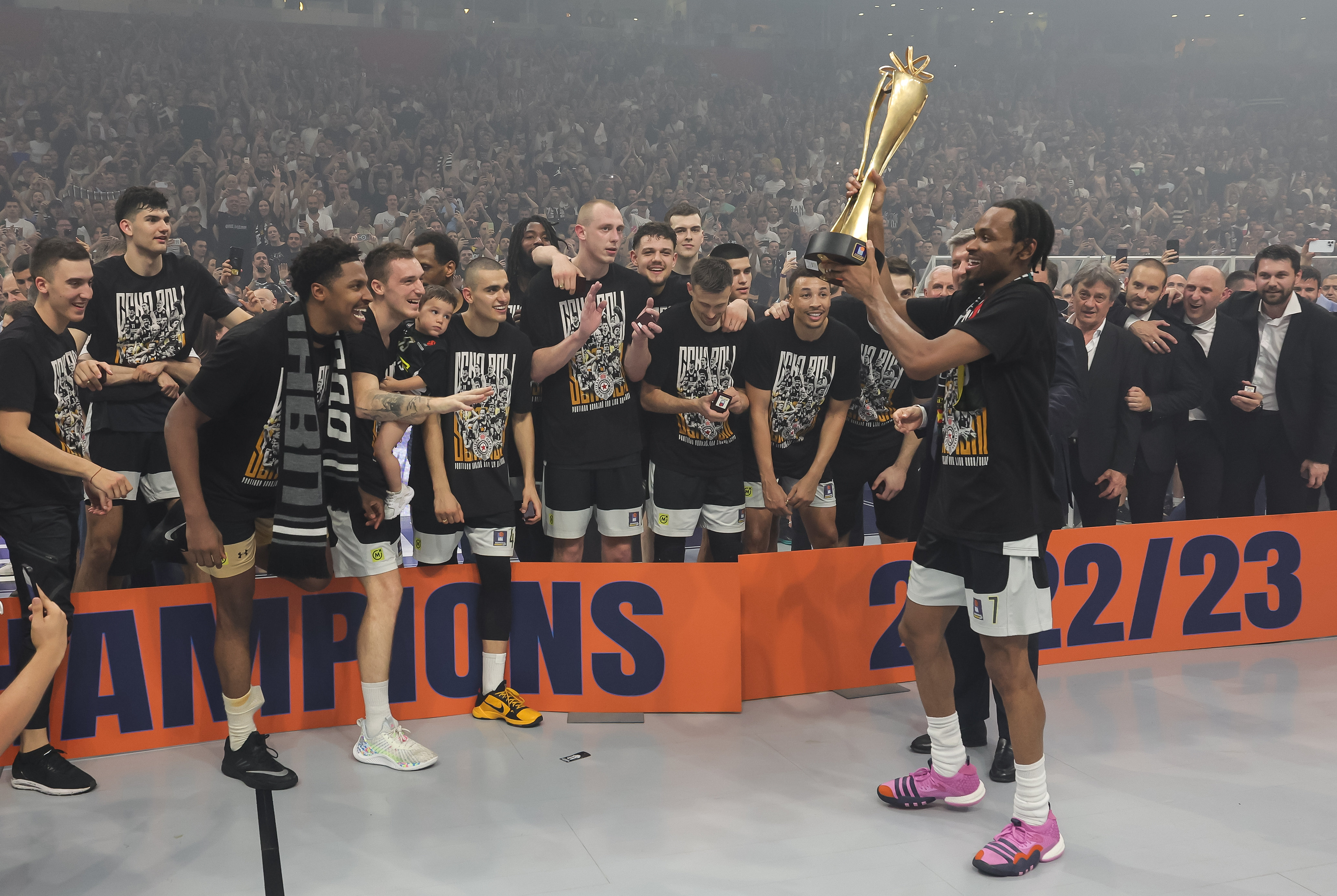 during the Aba League Season 2022-2023 Play Off Final Game 5 between Partizan and Crvena Zvezda at Stark Arena on June 22, 2023 in Belgrade, Serbia. (Photo by Srdjan Stevanovic/Starsport.rs ©)