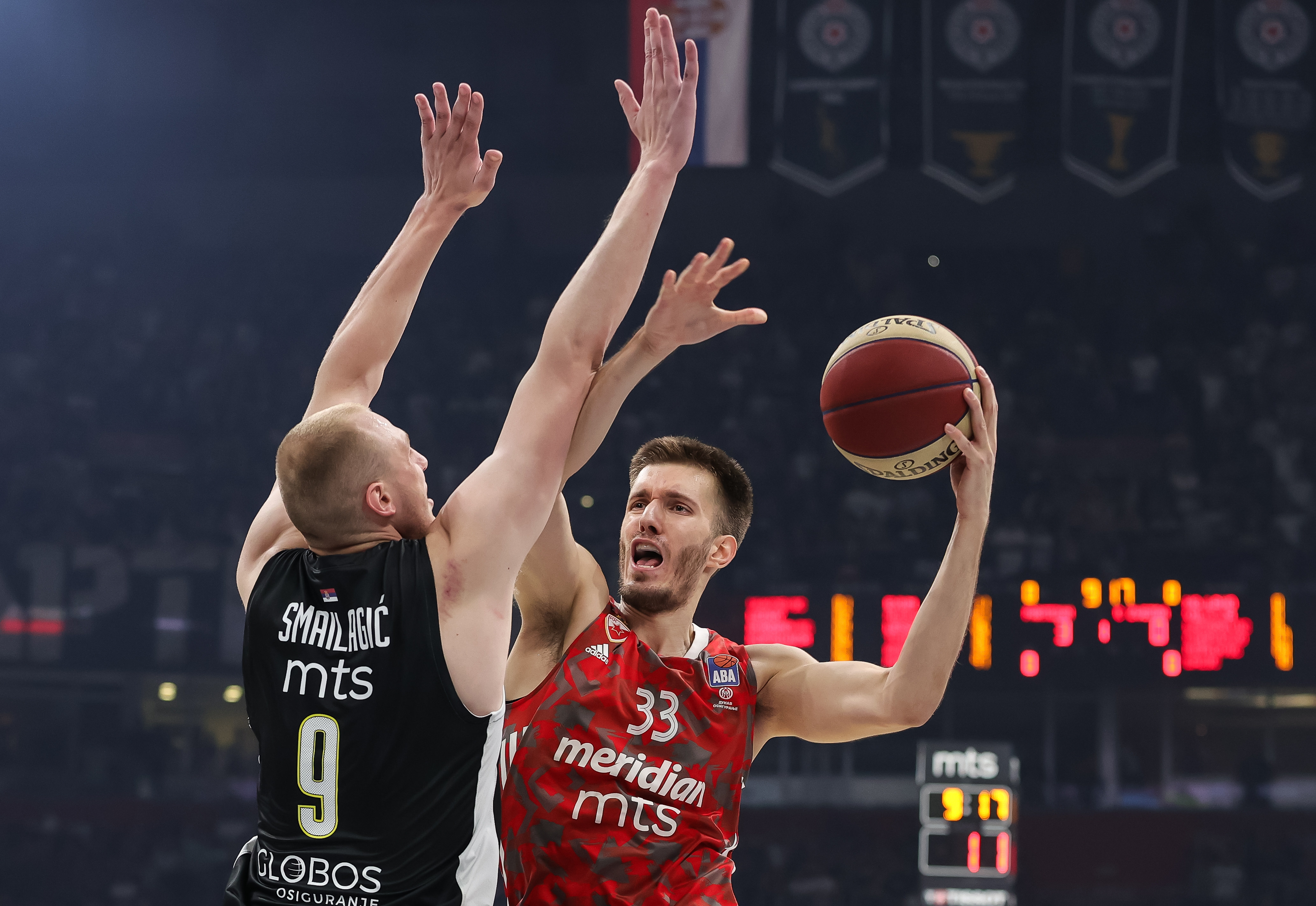 during the Aba League Season 2022-2023 Play Off Final Game 5 between Partizan and Crvena Zvezda at Stark Arena on June 22, 2023 in Belgrade, Serbia. (Photo by Srdjan Stevanovic/Starsport.rs ©)