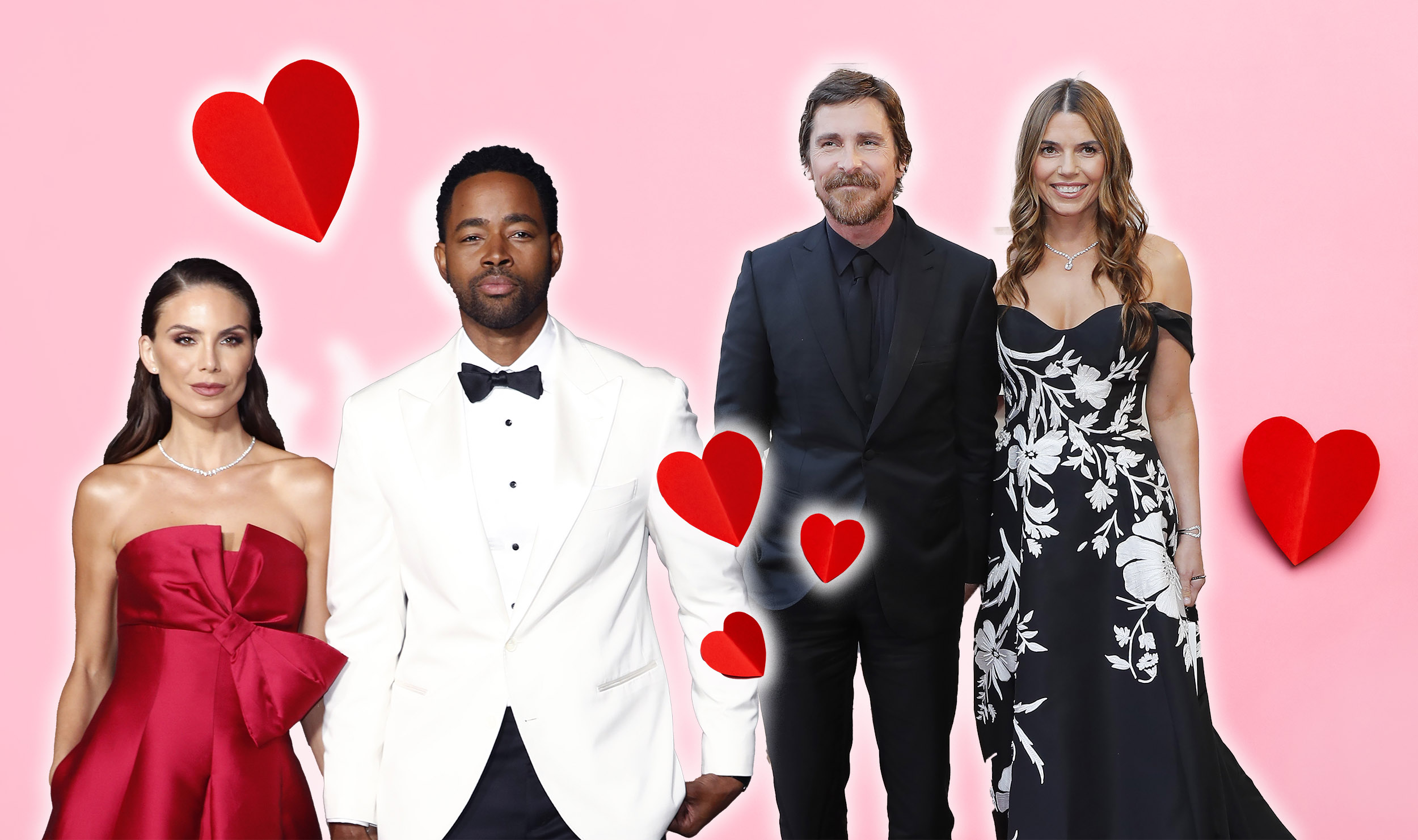 Valentine's Day pink background with red hearts shape. Copy space, space for text. Mockup template for design.