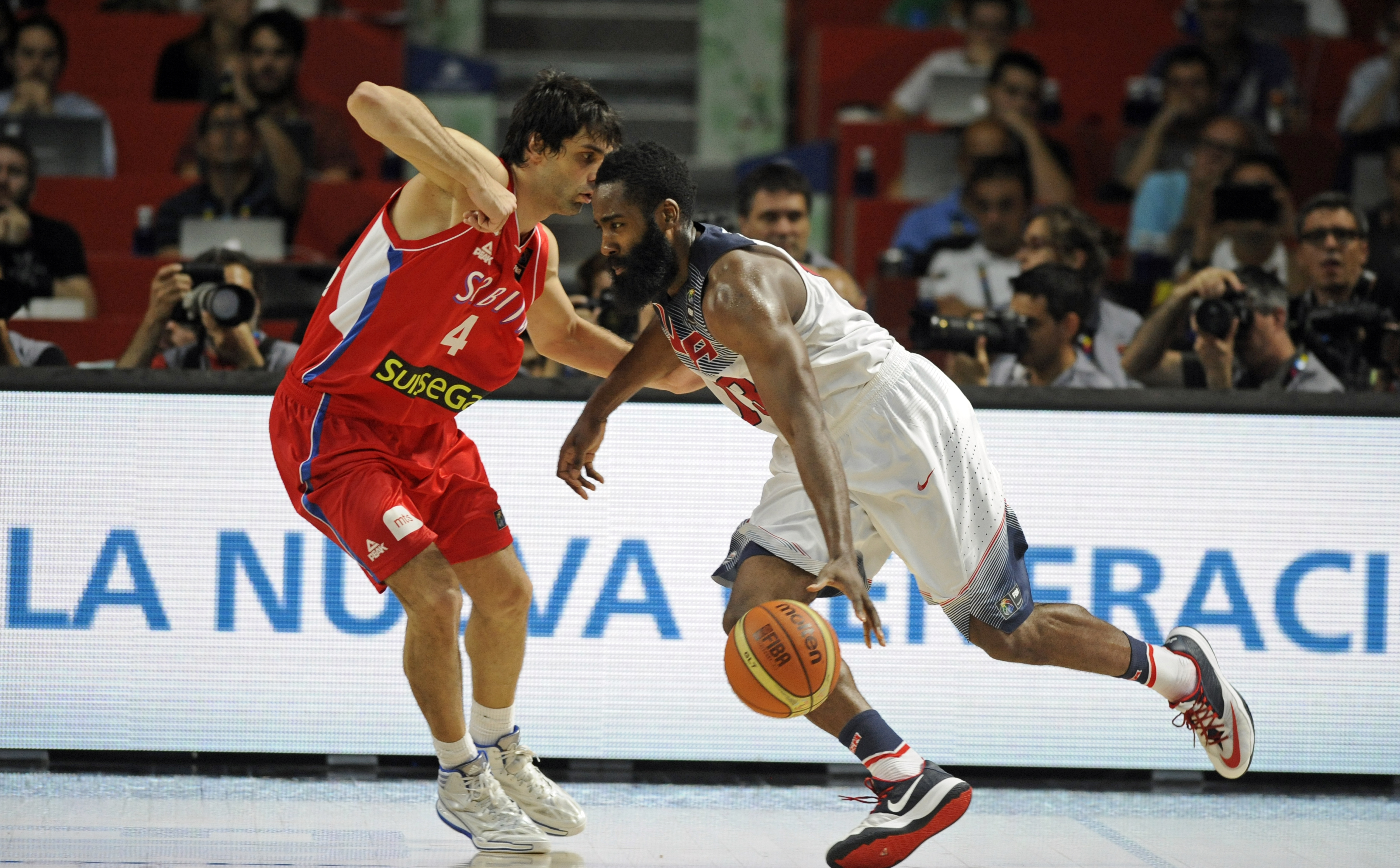 SERBIA - USA BASKETBALL WORLD CUP SPAIN MADRID final, finale Srbija - SAD
sunday September 14. 2014. Milos Teodosic James Harden