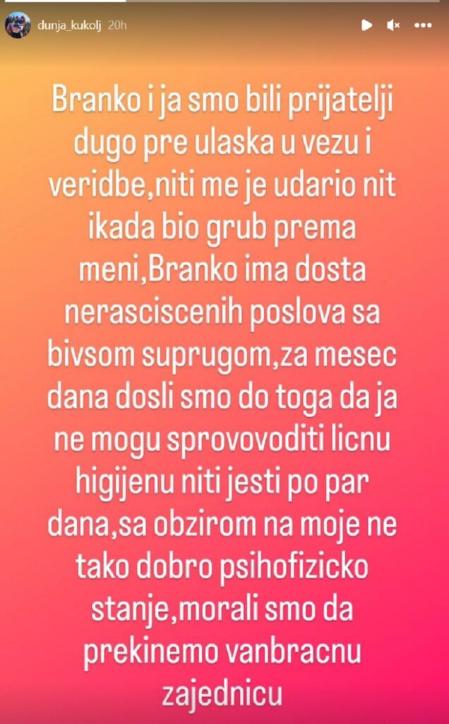 Dunja Ilić story instagram
