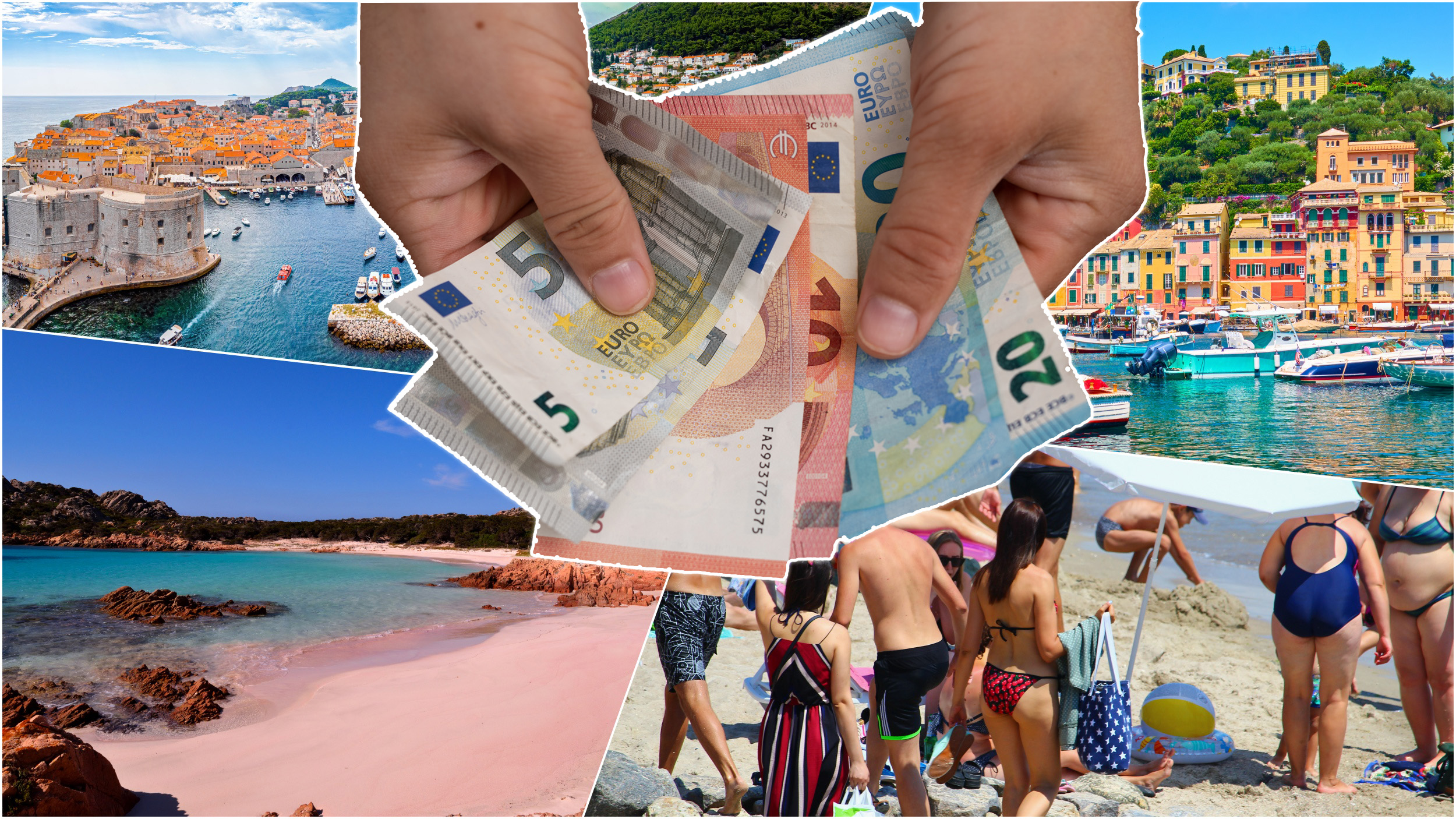 turisti plaže kazne
panorama dubrovnika, sardinija - ružičasta plaža, turisti na plaži kupaćim kostitima (sunčanje), portofino u italiji