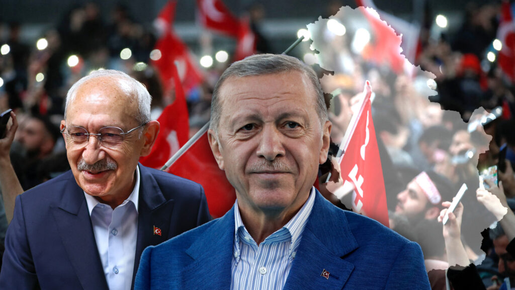 Erdogan, Kiličdaroglu, pristalice Erdogana koje mašu zastavama, mapa Srbije