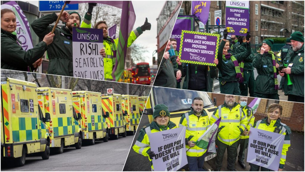 Engleska, štrajk, protest, NHS, kombo Foto: ZUMAPRESS.com / MEGA / The Mega Agency / Tayfun Salci / Zuma Press / Kirsty O'Connor / PA Images / Liam McBurney / PA Images / Profimedia
