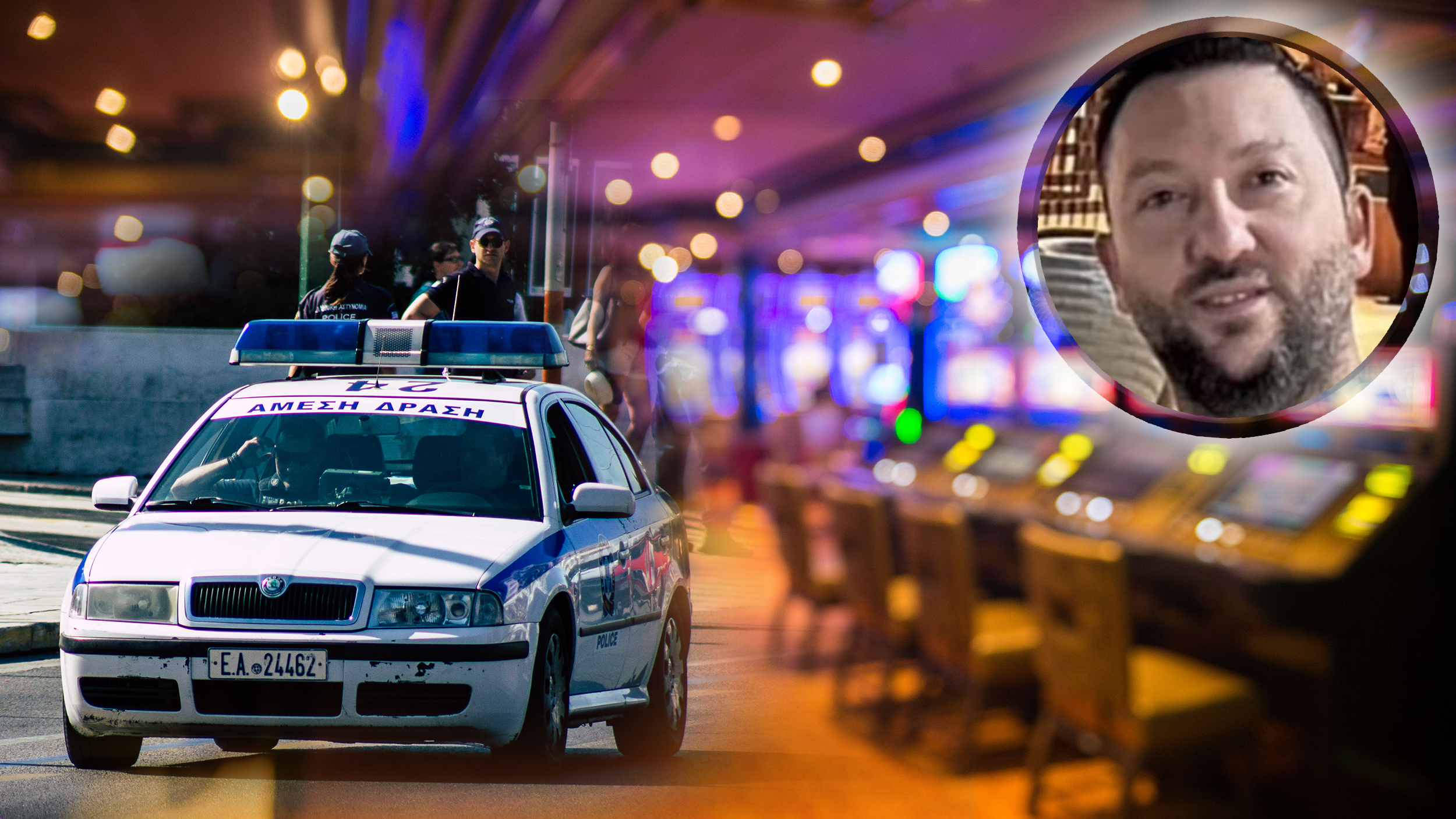 Blurred image of slots machines at the Cruise liner. people playing casino games grcka ubistvo