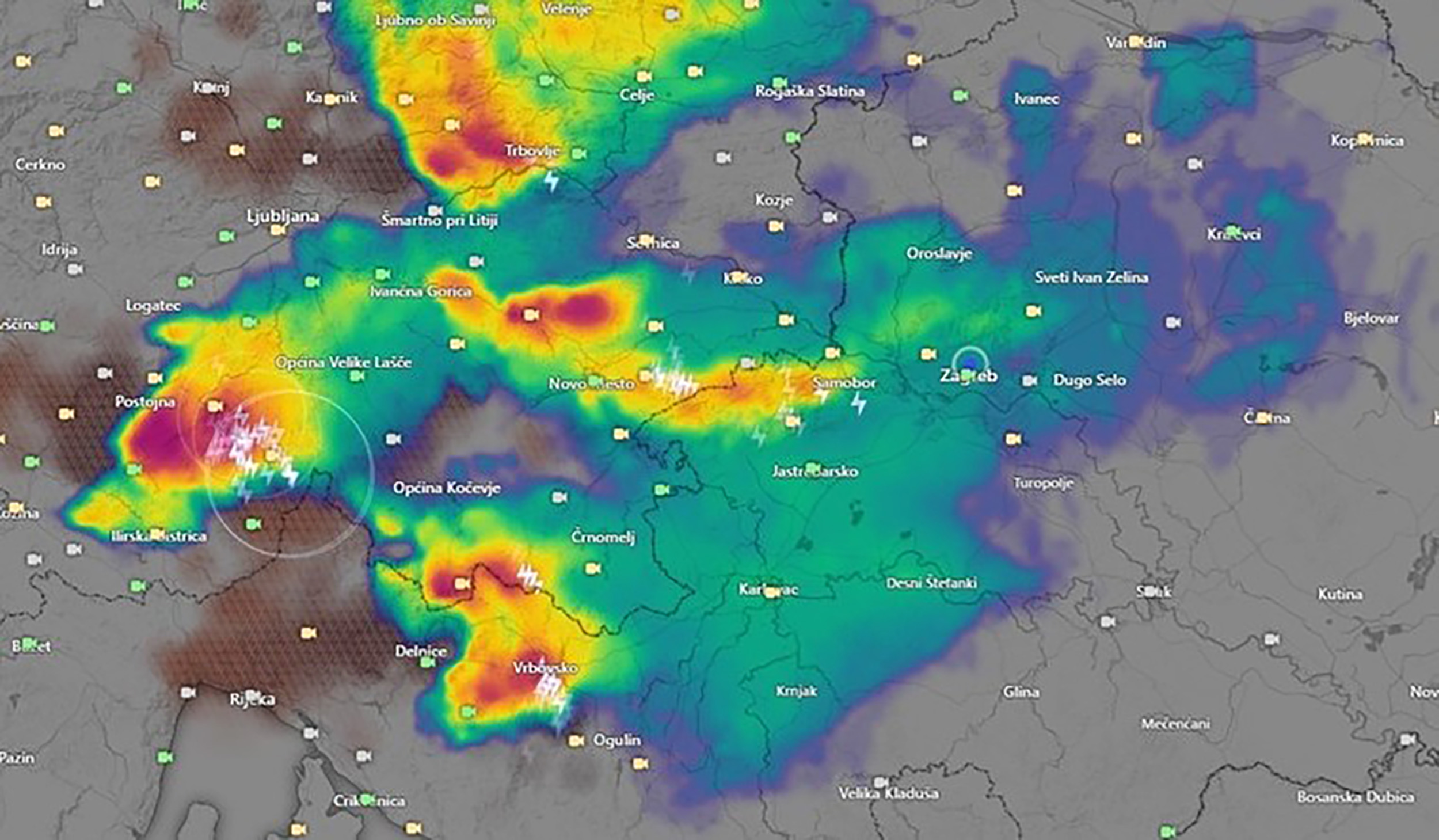 nevreme neurje slovenija hrvatska mapa