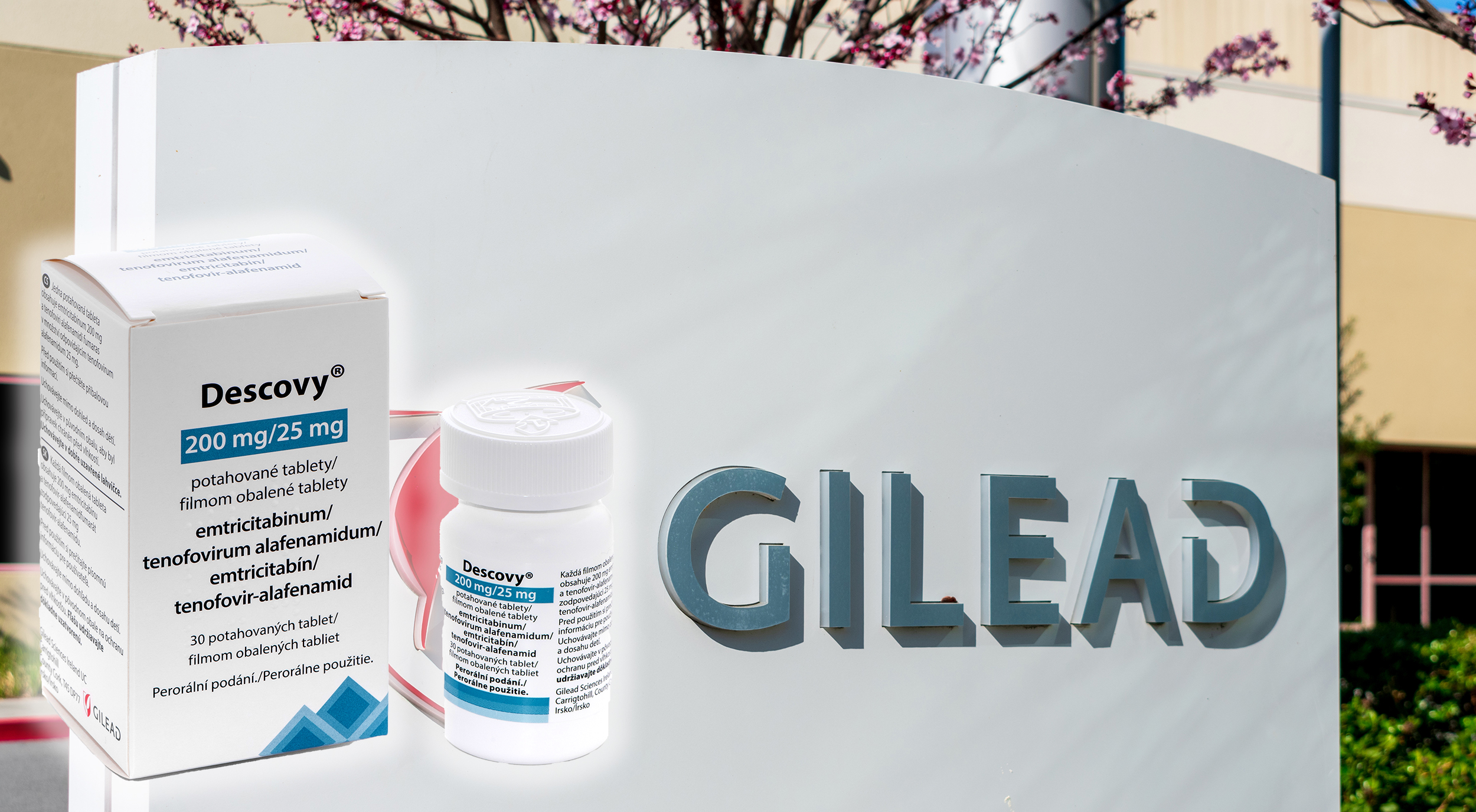 Gilead sign at headquarters. Gilead Sciences announced plans to test a treatment for COVID-19, disease caused by growing coronavirus outbreak - Foster City, California, USA - 2020