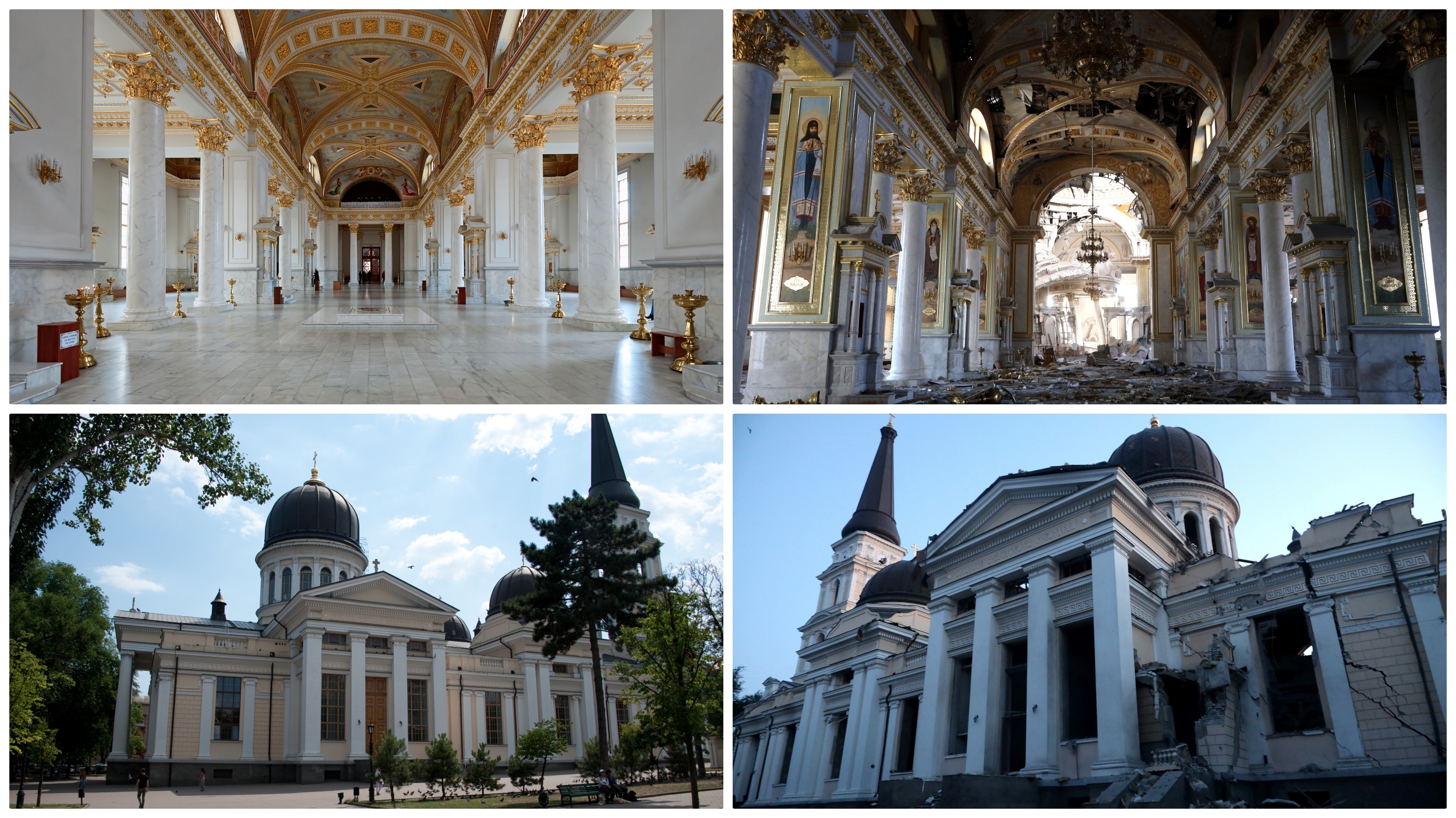Transfiguration Cathedral building damaged as a result of a missile strike in Odesa